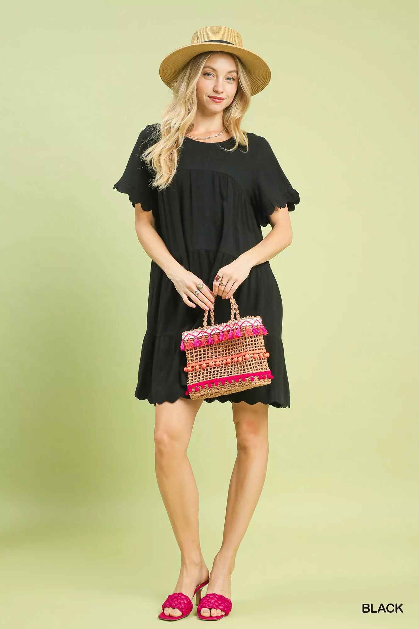 Umgee Linen Tiered Babydoll Dress with Ruffle Sleeves - Image 4