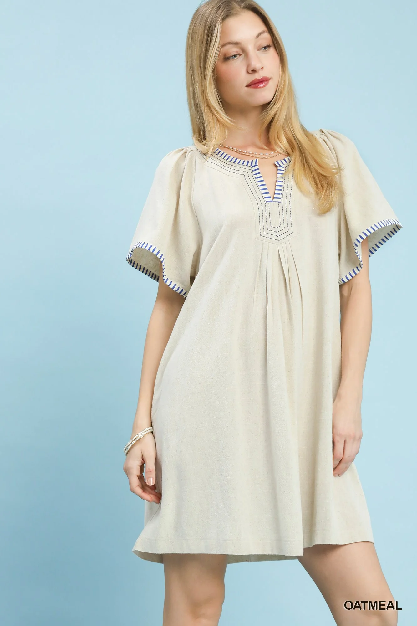 Umgee Linen Trim Tunic Dress - Image 5