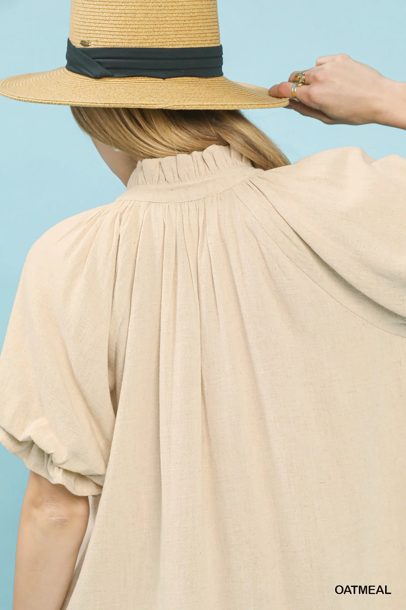 Umgee Linen V-Neck Flutter Sleeve Top - Image 4