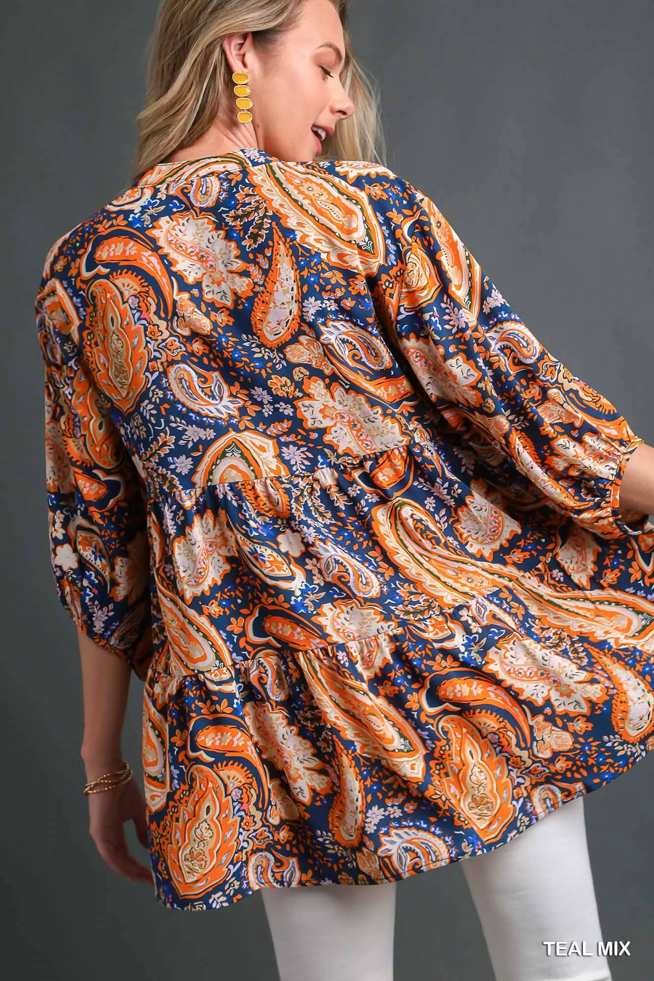 Umgee Mix Paisley Boho Tunic Blouse - Image 3