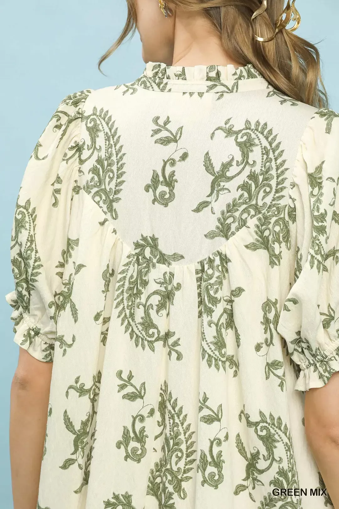Umgee Mix Paisley Scallop Trim Dress - Image 5