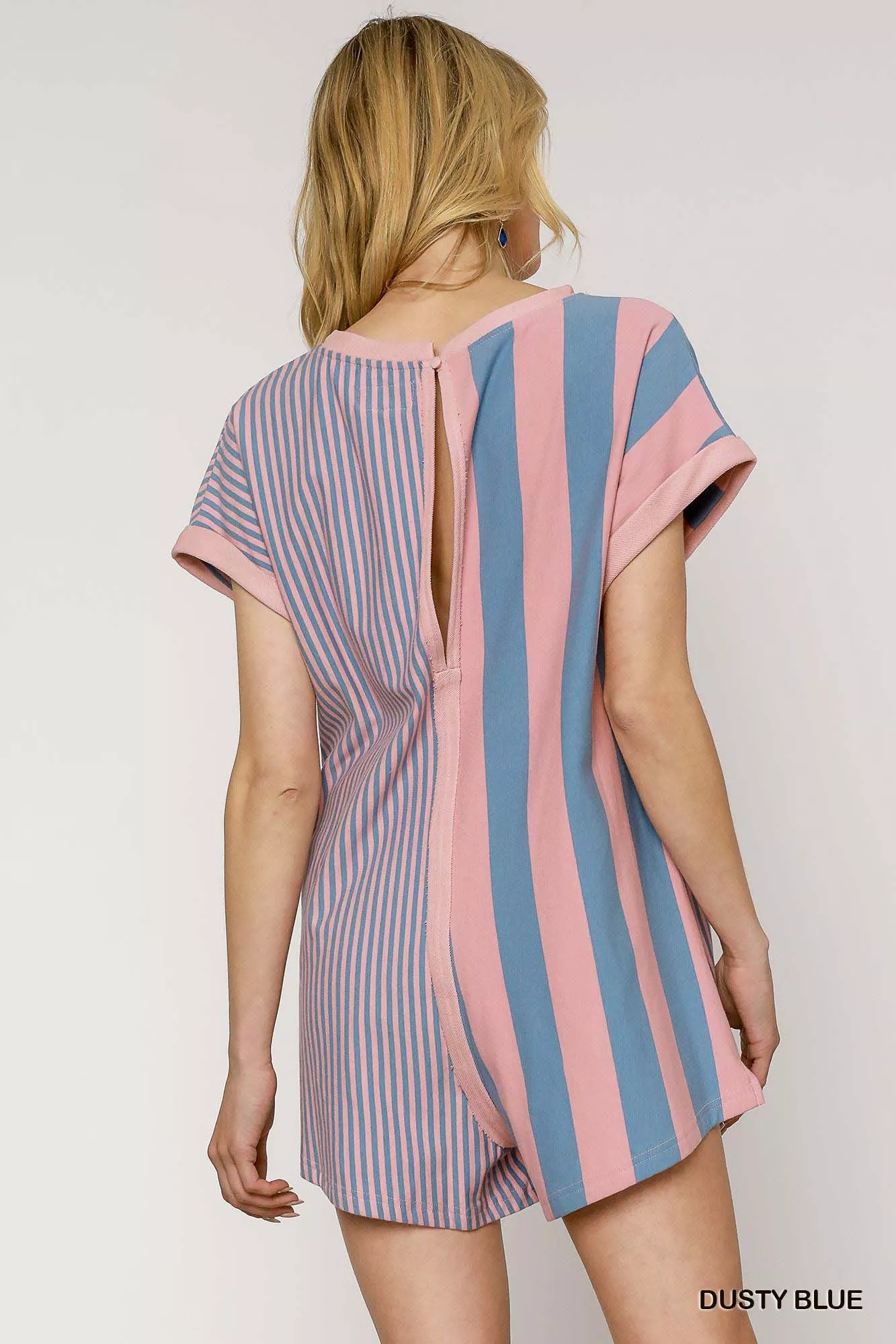 Umgee Mixed Striped Short Sleeve Romper - Image 2