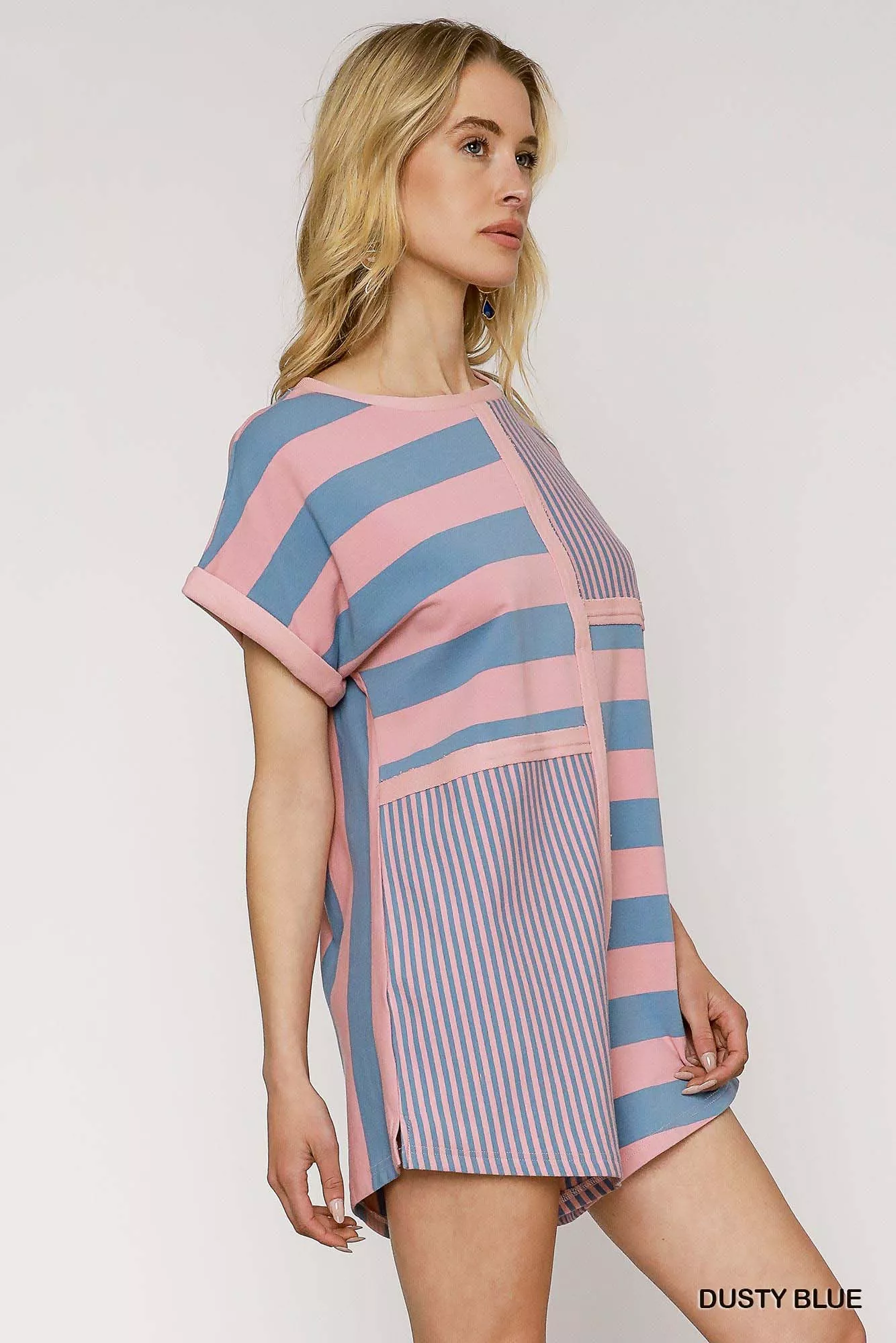 Umgee Mixed Striped Short Sleeve Romper - Image 3