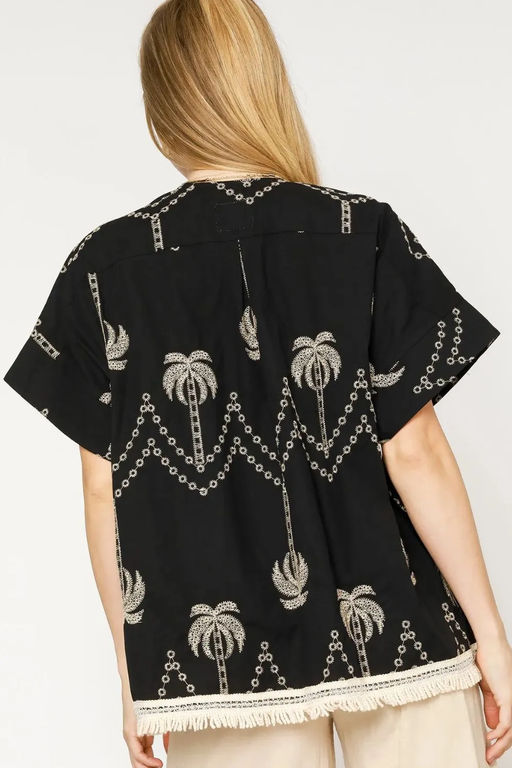 Umgee Open Front Embroidered Fringe Kimono - Image 3