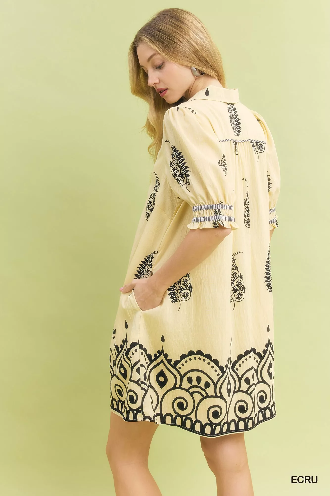Umgee Paisley Mandala Print Babydoll Dress - Image 2