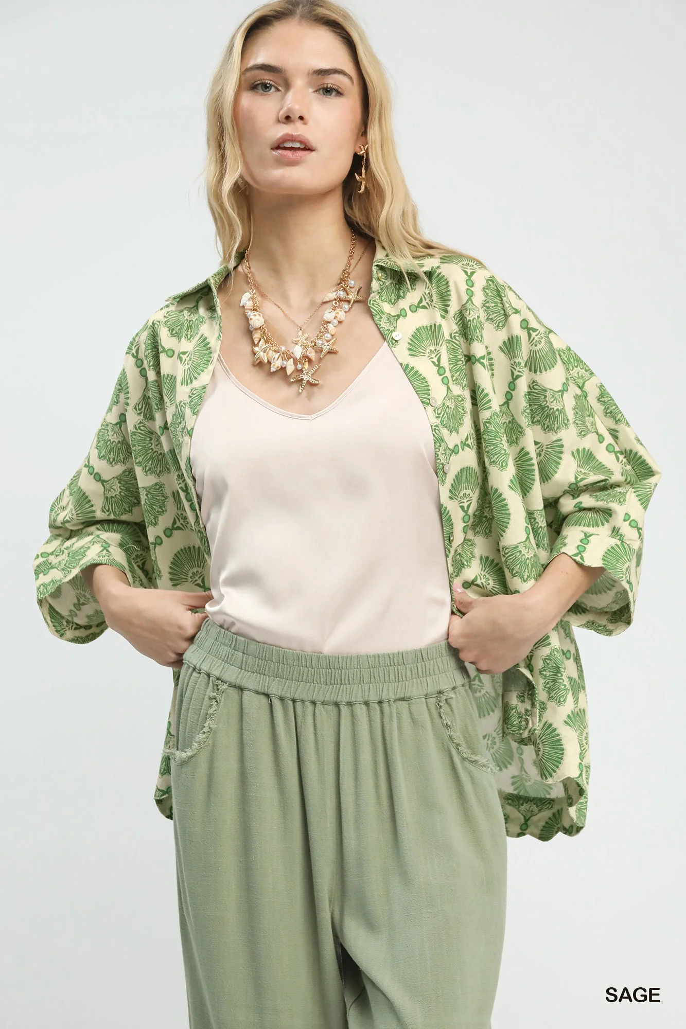 Umgee Printed Button Down Shirt - Image 5