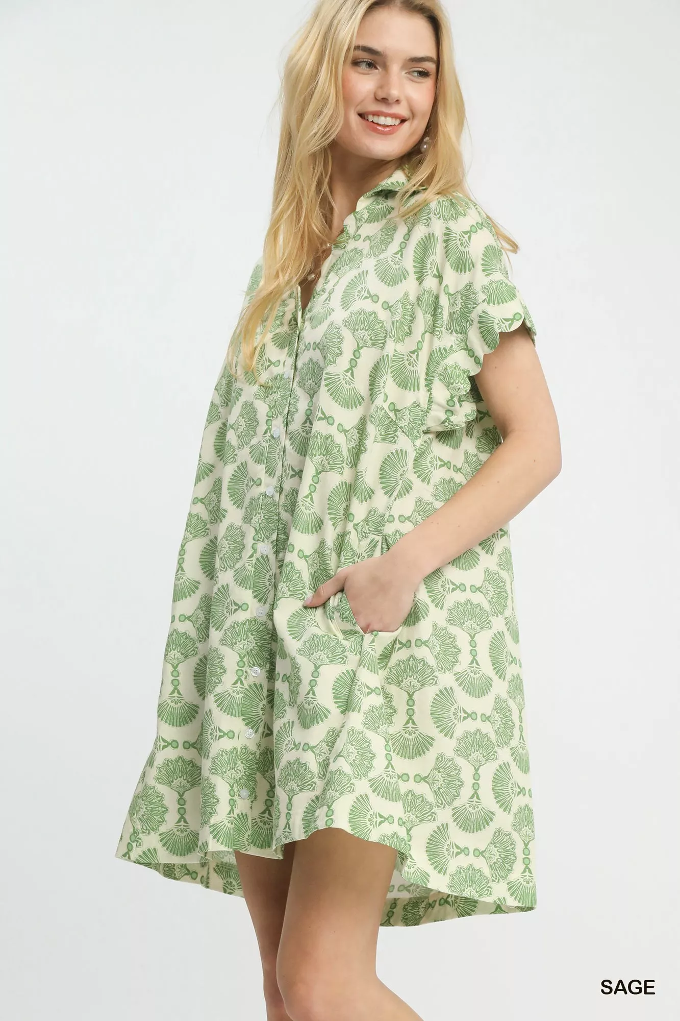 Umgee Printed Button Front Shirt Dress - Image 2