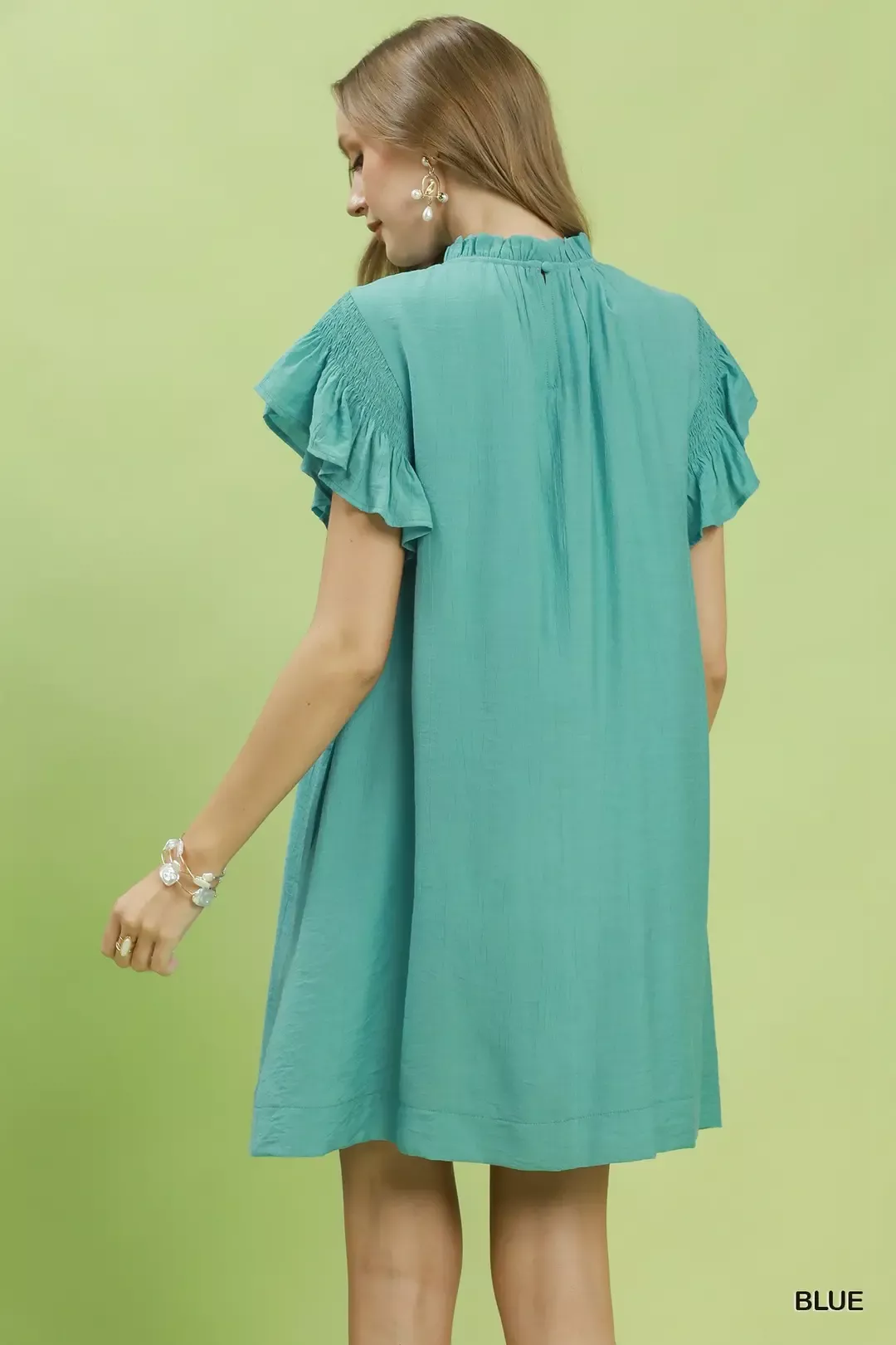 Umgee Ruffle Flutter Sleeve Dress - Image 3
