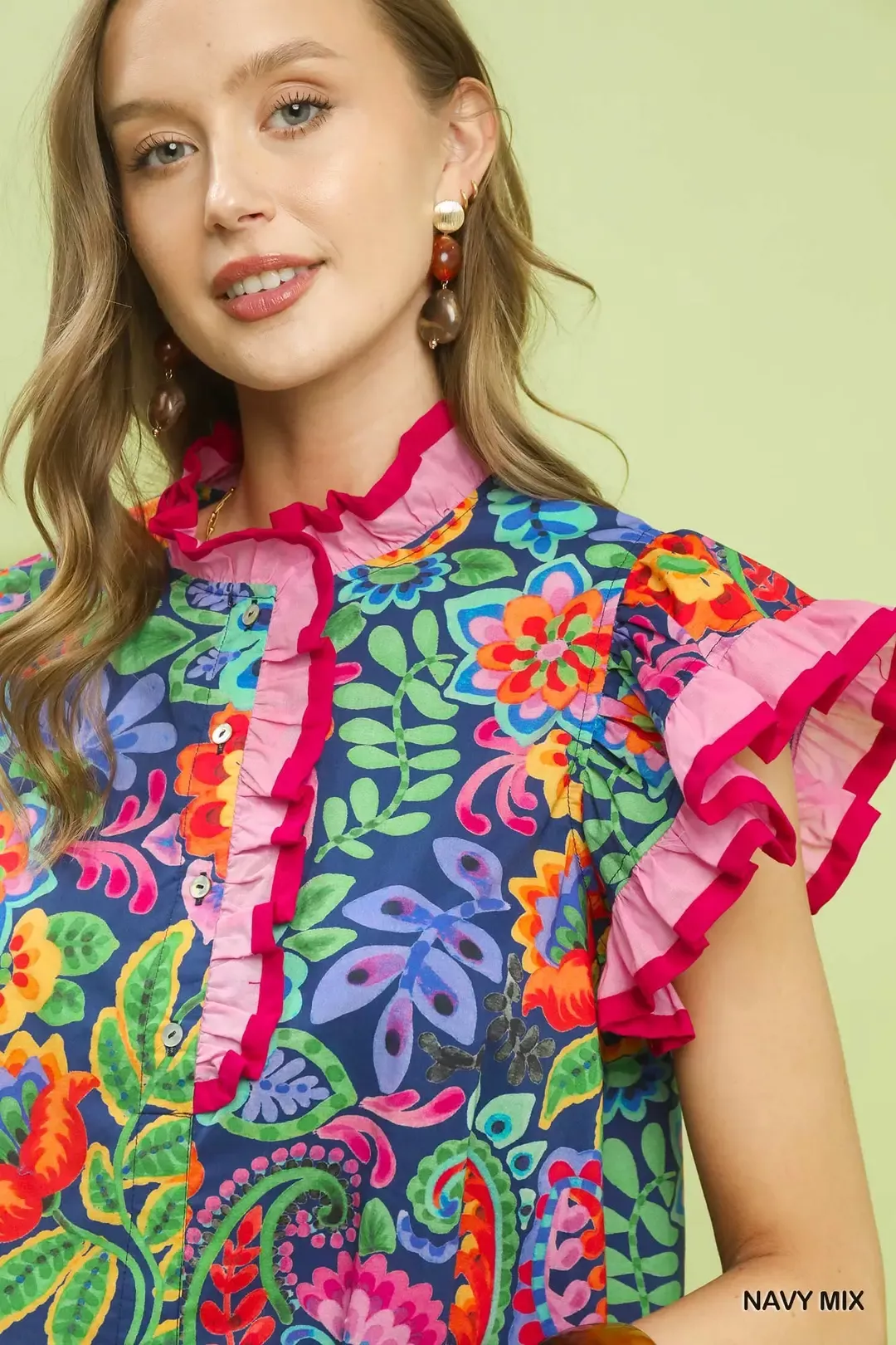 Umgee Ruffle Trim Paisley Floral Top - Image 5
