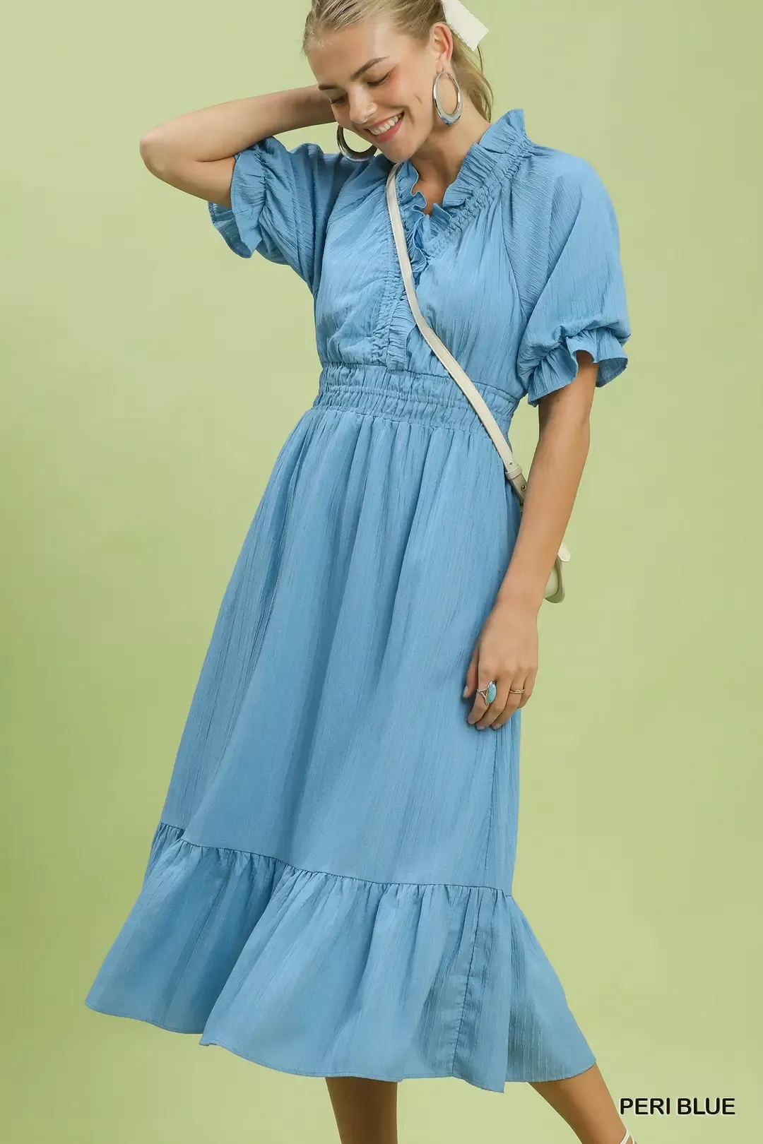 Umgee Ruffle V-Neck Midi Dress - Image 5