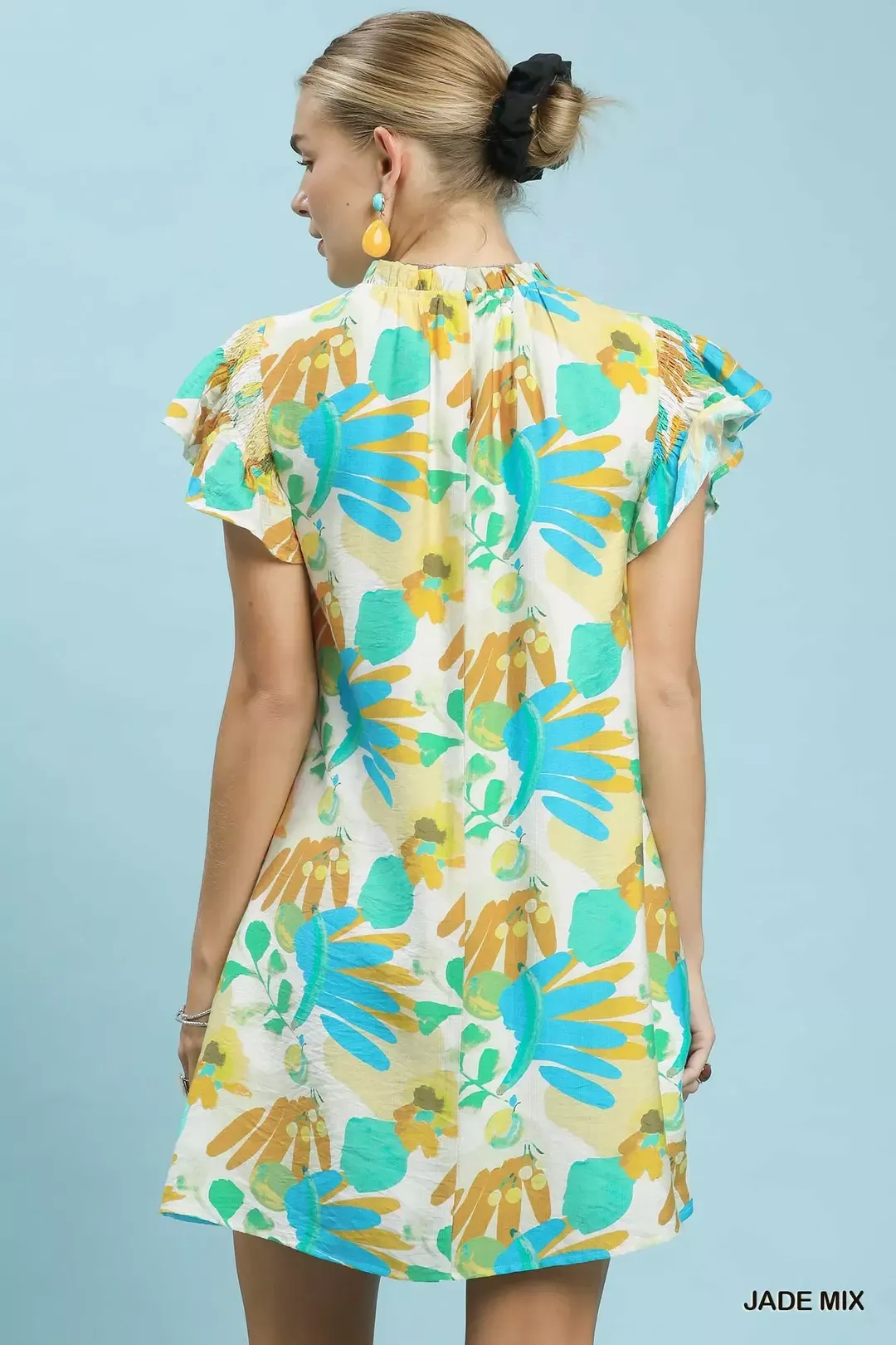 Umgee Ruffled Botanical Print Mini Dress - Image 3