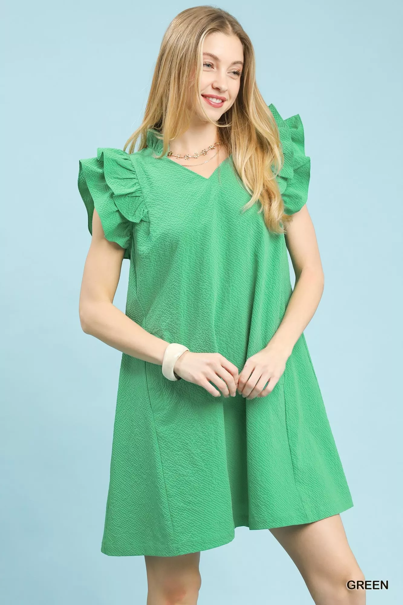 Umgee Seersucker Ruffle Shift Dress - Image 2