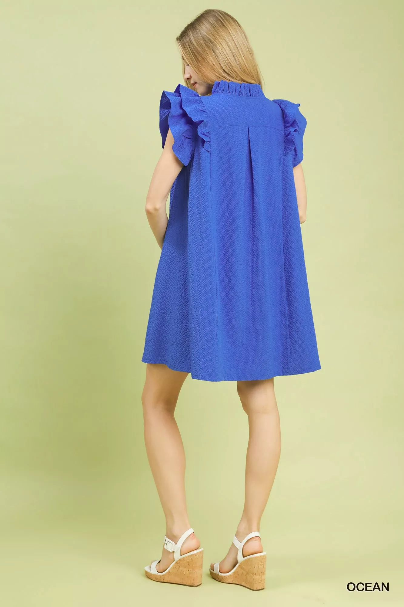 Umgee Seersucker Ruffle Shift Dress - Image 4