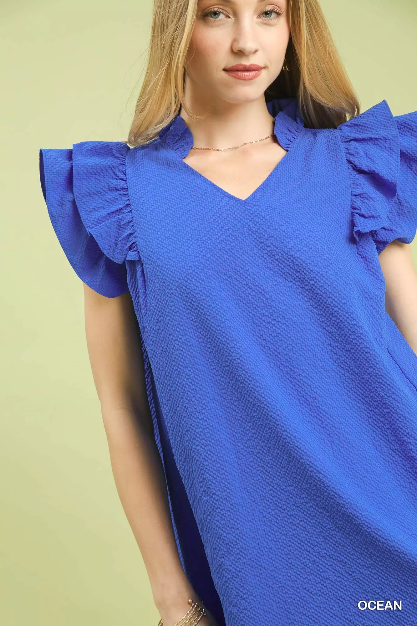 Umgee Seersucker Ruffle Shift Dress - Image 5