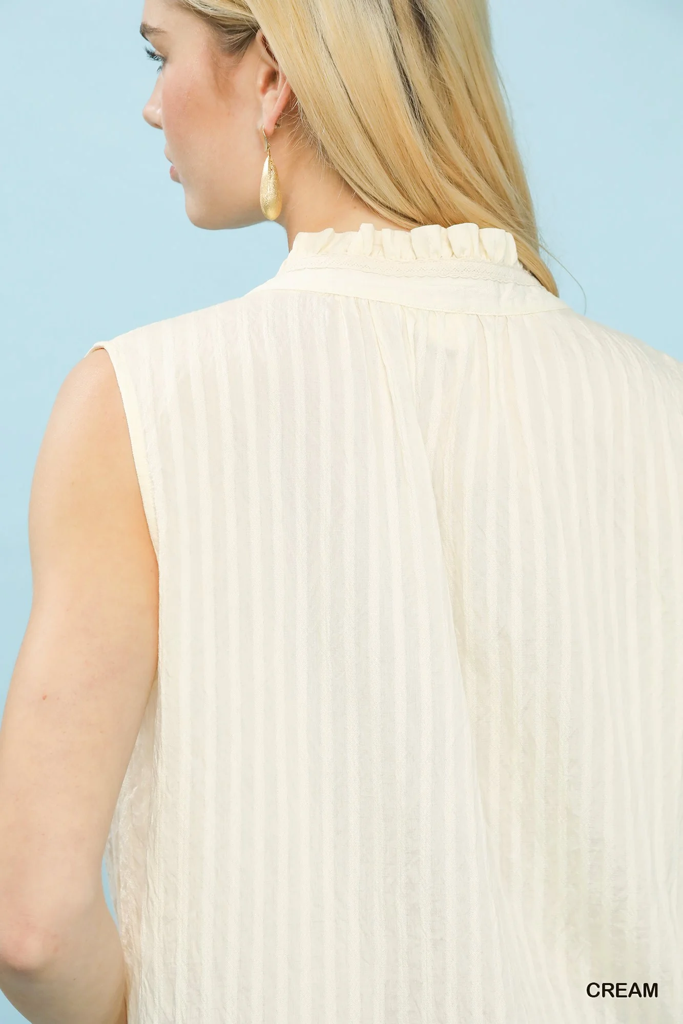 Umgee Sleeveless Textured Split Neck Top - Image 5