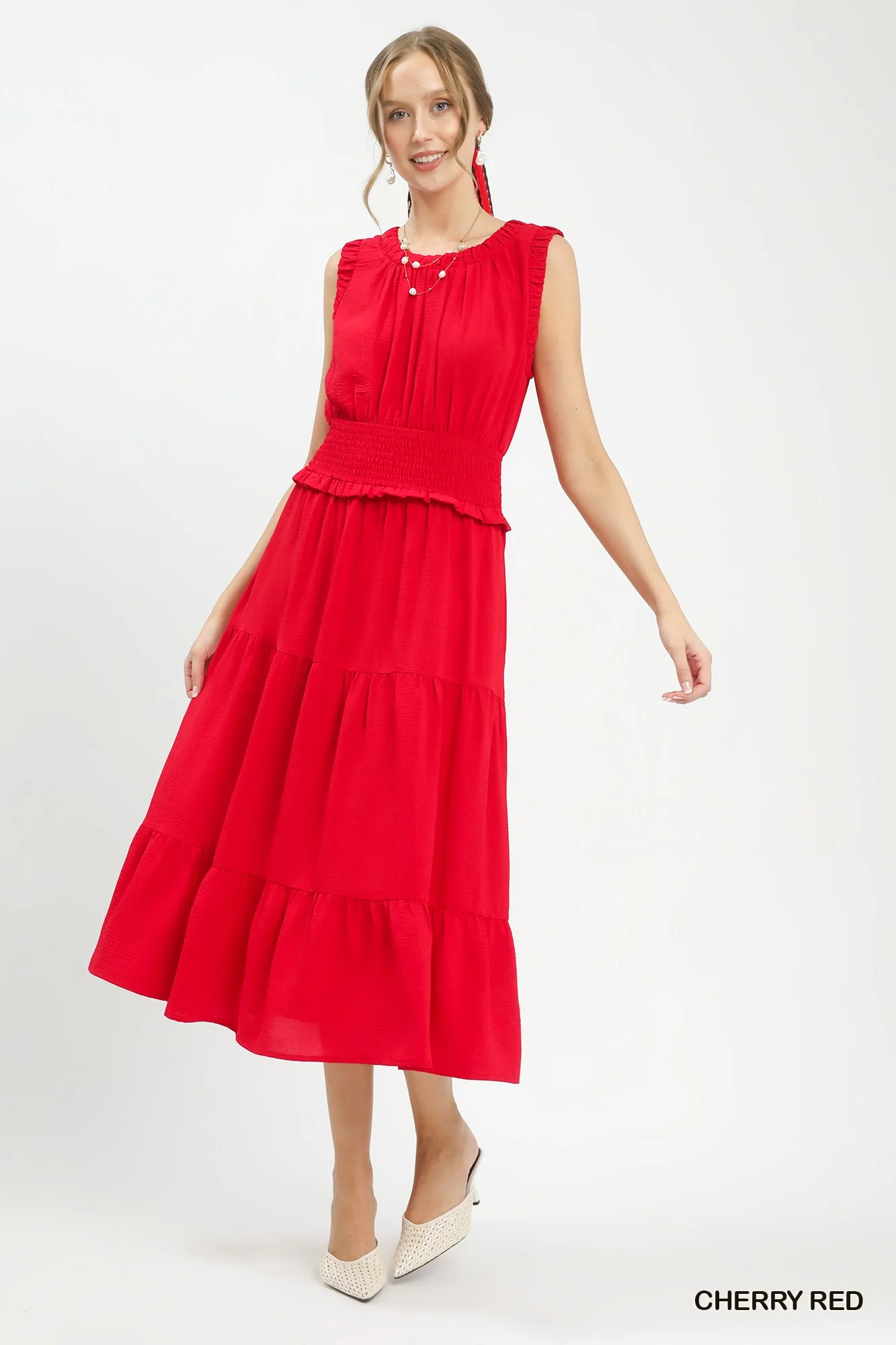 Umgee Smocked Waist Tiered Midi Dress - Image 5