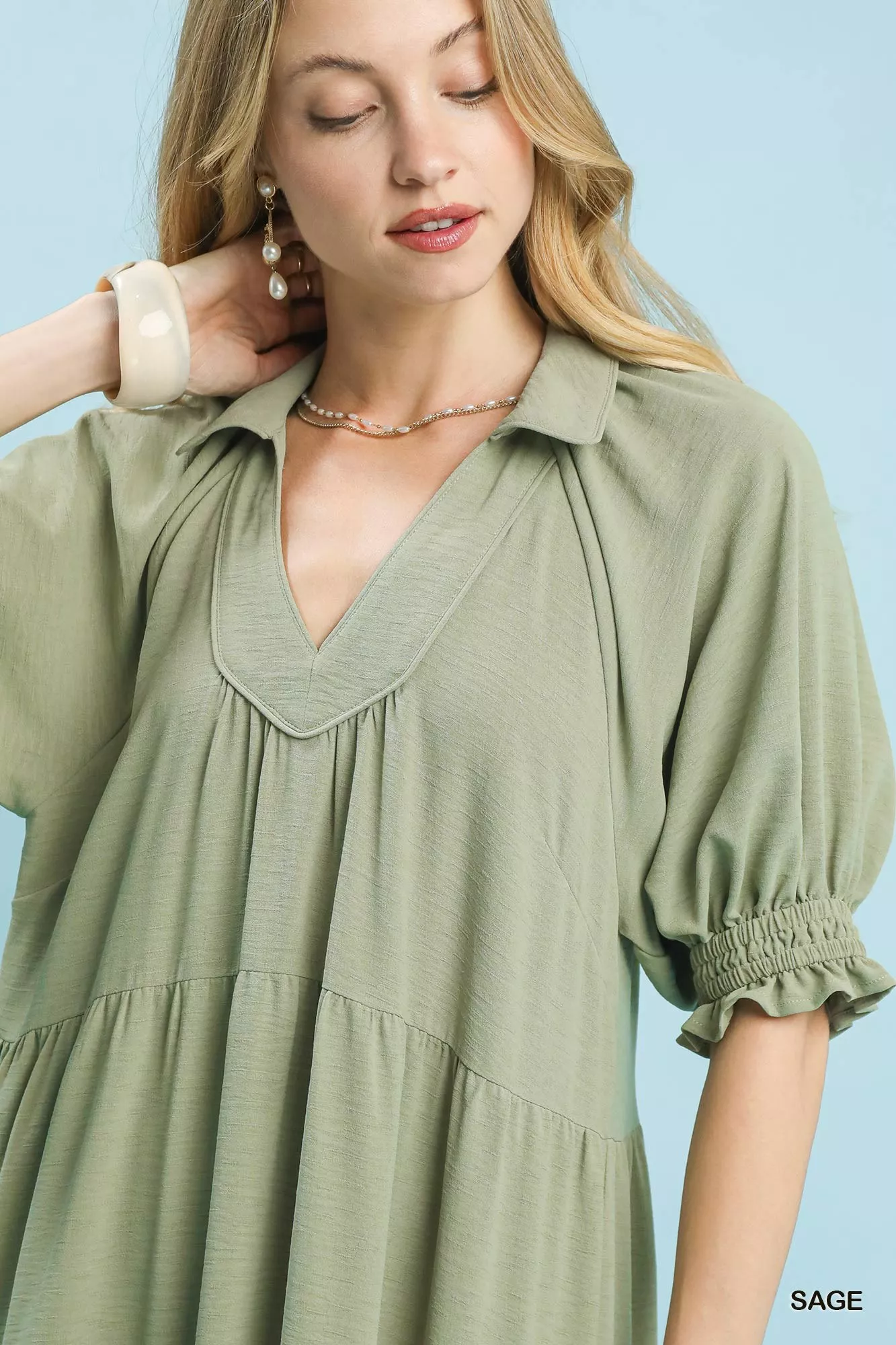 Umgee Solid Tiered Midi Dress - Image 5