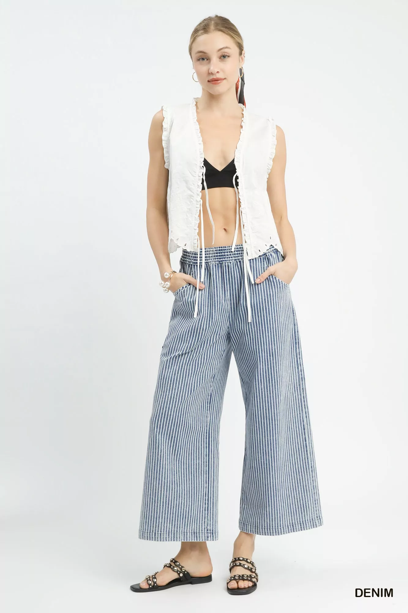 Umgee Stone Wash Stripe Wide-Leg Pants - Image 5