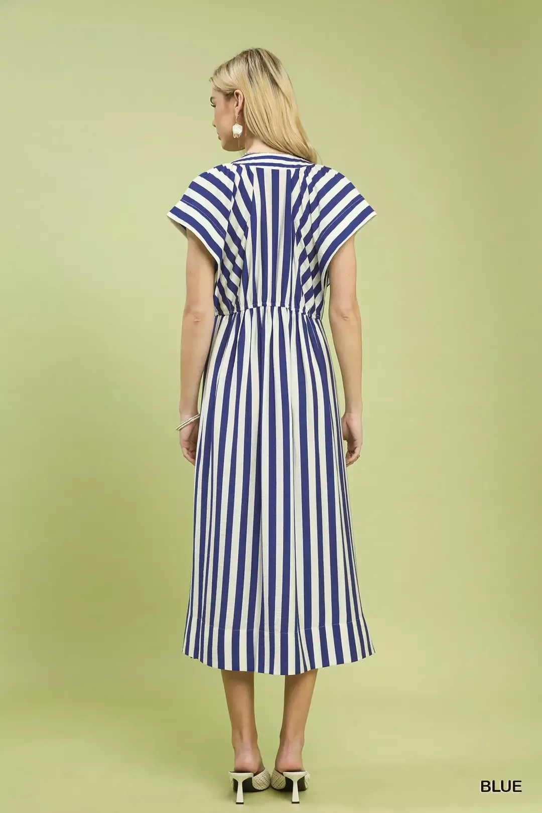 Umgee Striped Button-Front Midi Dress - Image 3