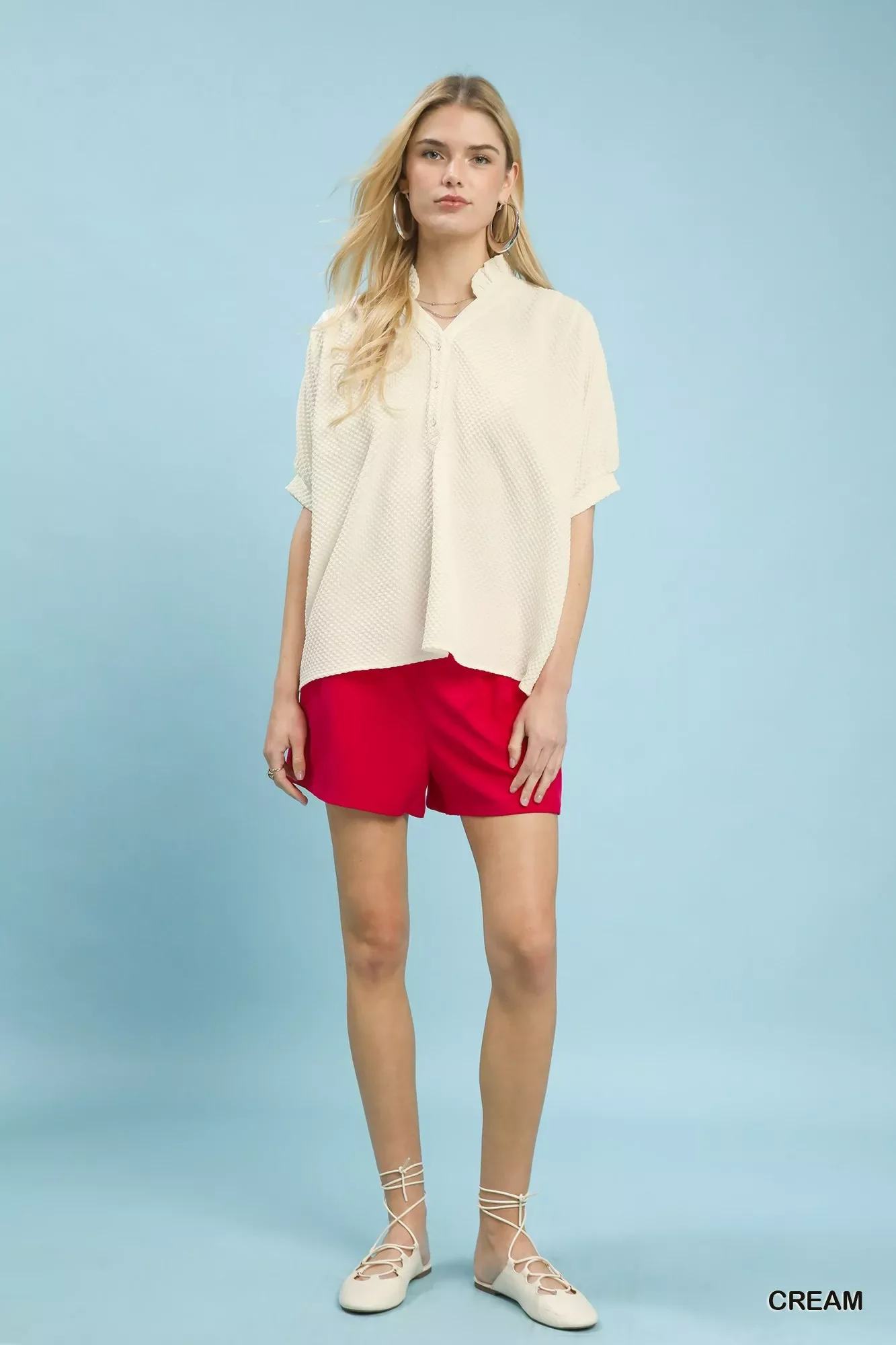 Umgee Textured Jacquard Short Sleeve Top - Image 5