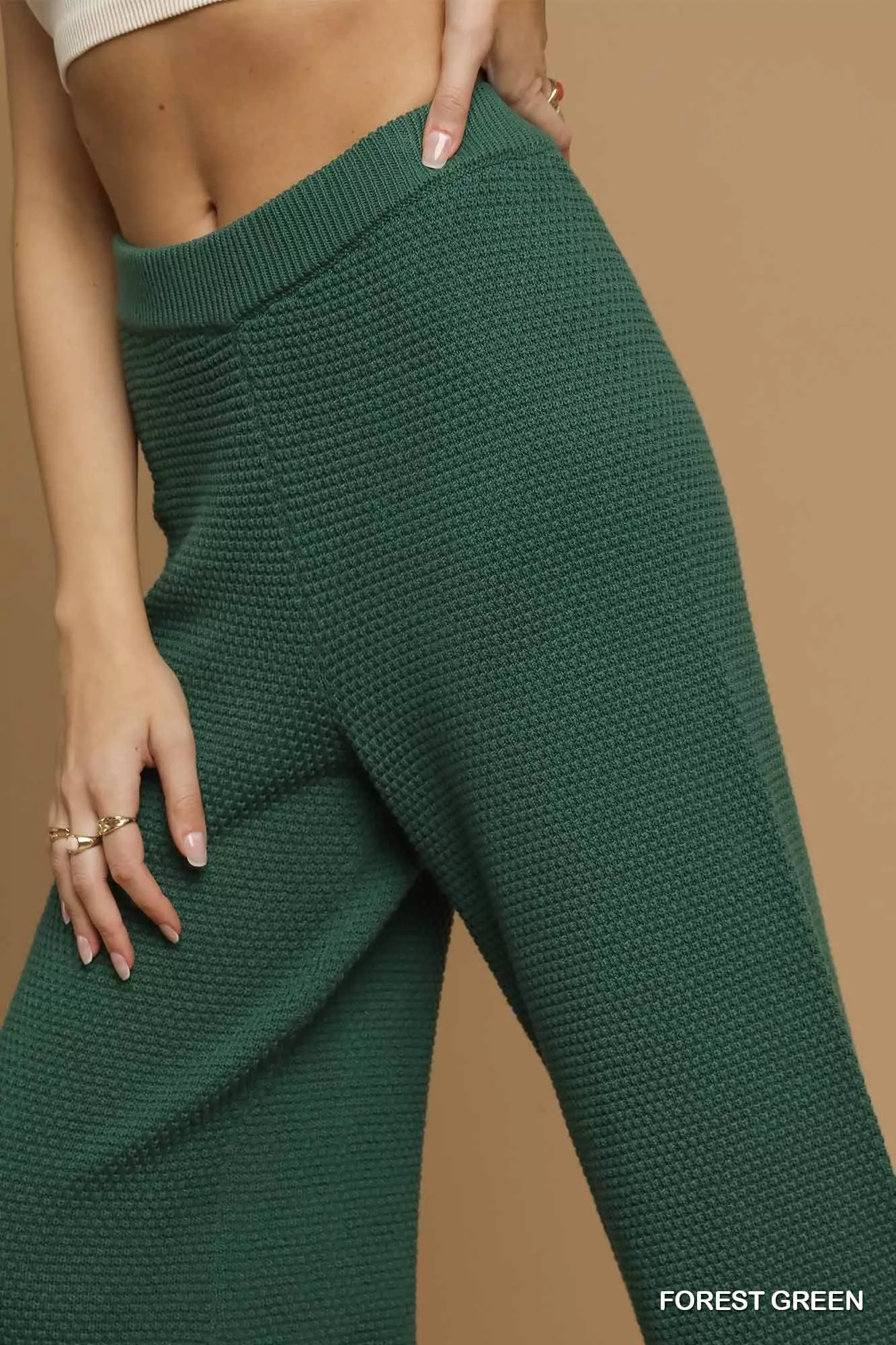 Umgee Textured Knit Wide Leg Pants - Image 5