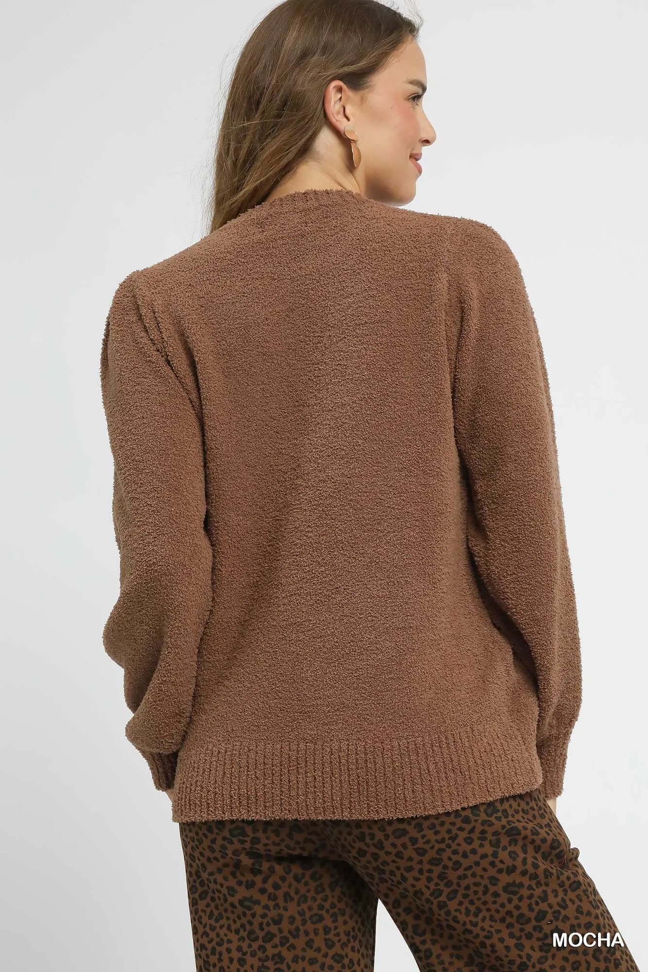 Umgee Textured Long Sleeve Sweater with Ribbed Trim - Image 3