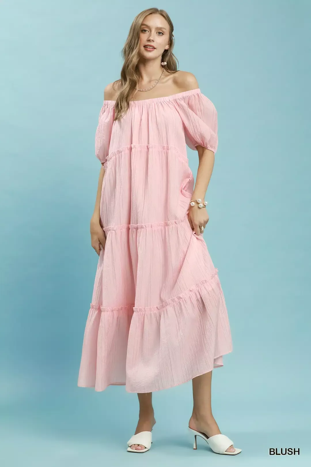 Umgee Textured Tiered Midi Dress - Image 3