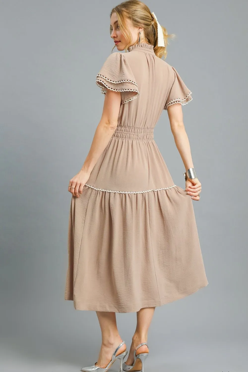 Umgee Tiered Flutter Sleeve Midi Dress - Image 2