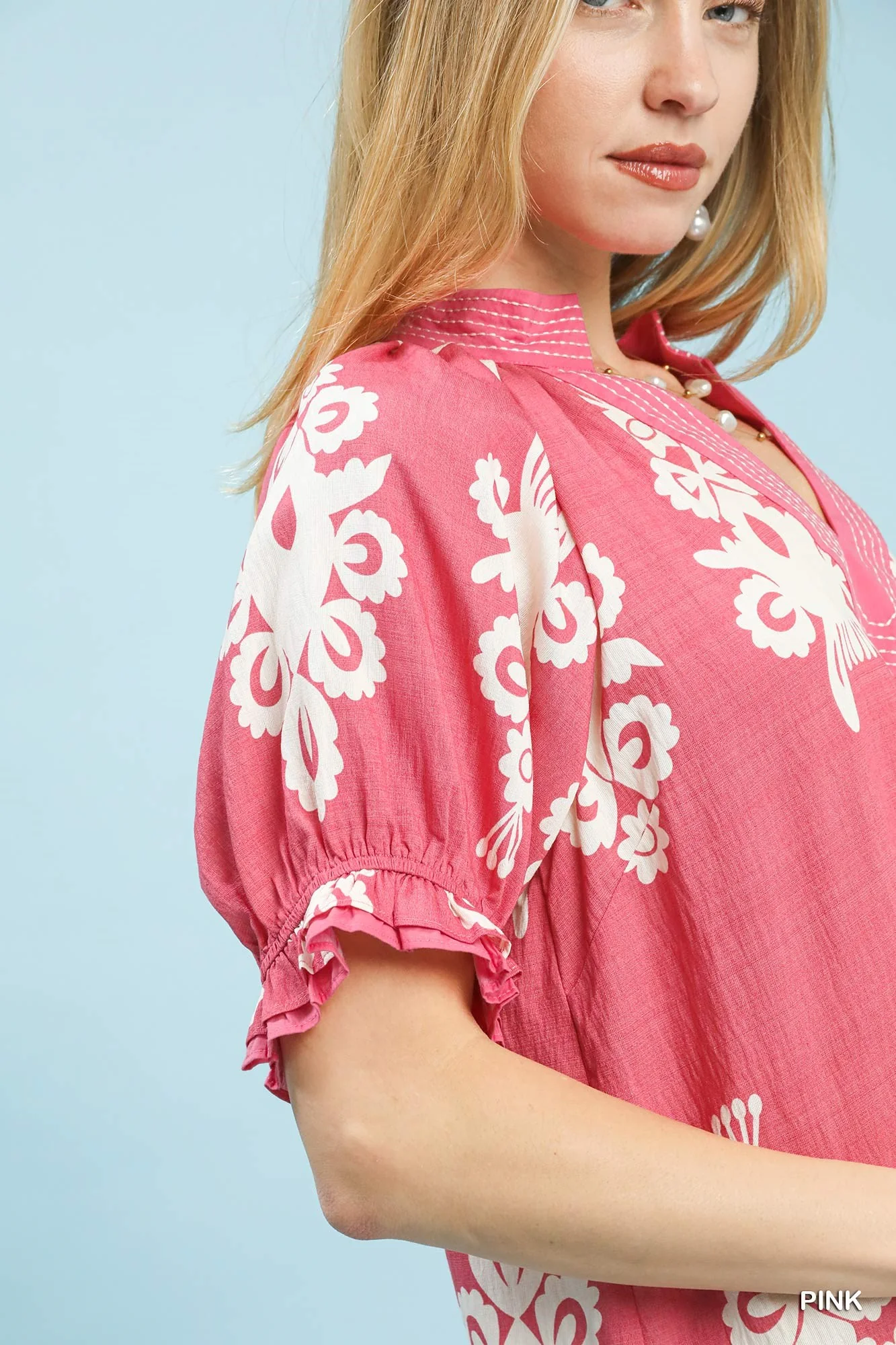 Umgee Two Tone Border Print Mini Dress - Image 4