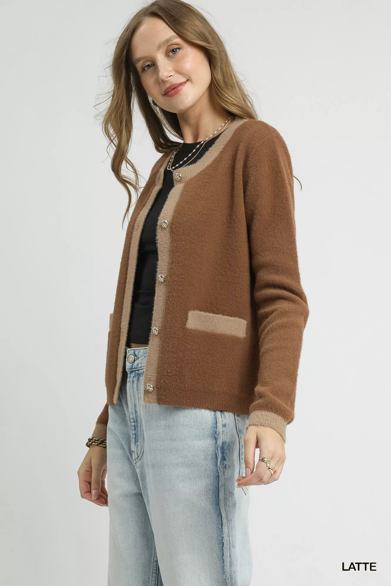 Umgee Two-Tone Button Front Cardigan - Image 2
