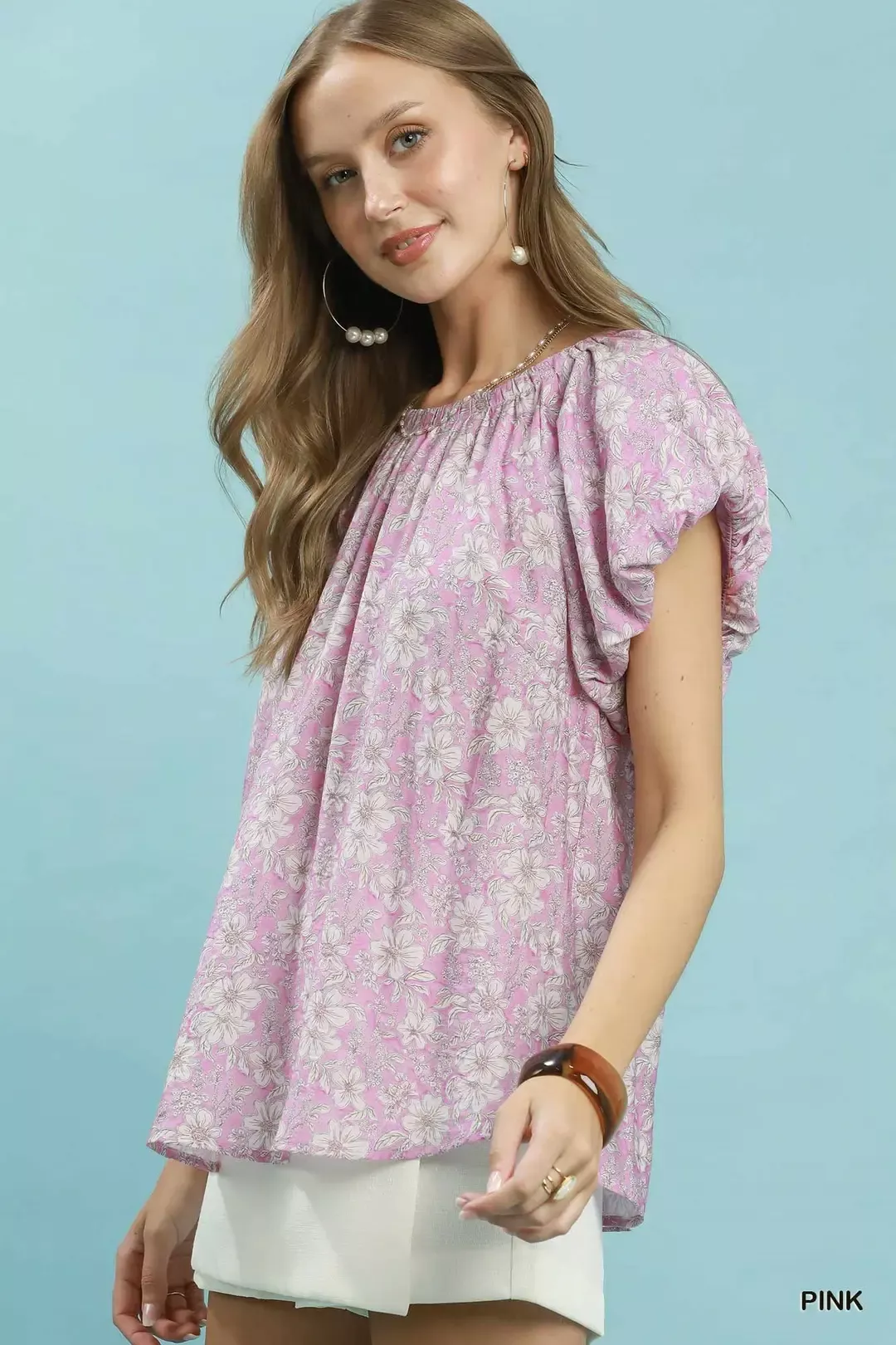 Umgee Umgee Floral Puff Sleeve Blouse - Image 2