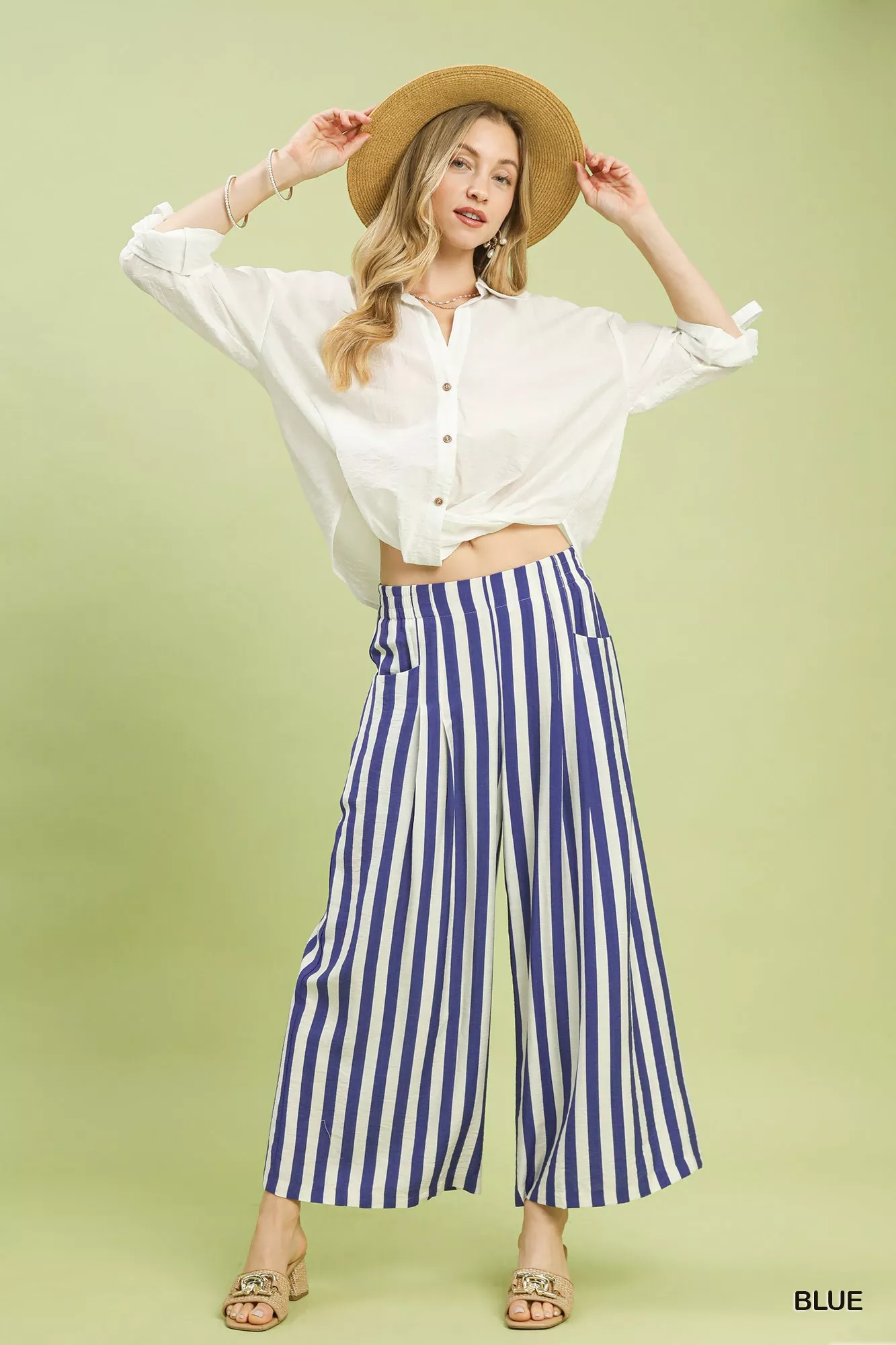 Umgee Vertical Stripe Wide Leg Pants - Image 2