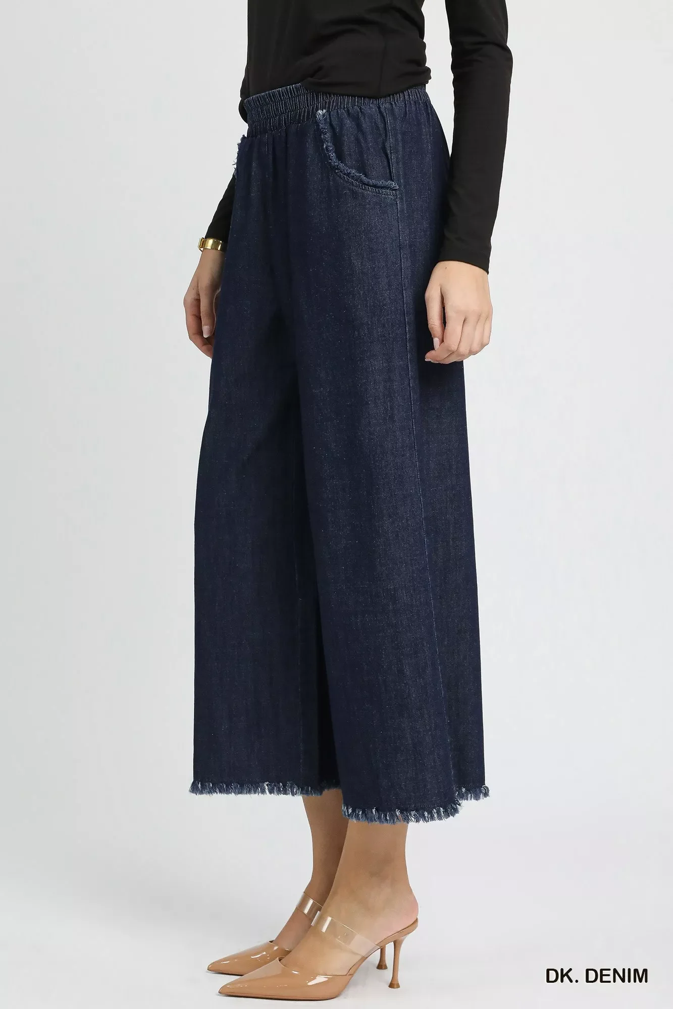 Umgee Washed Fringe Hem Wide Leg Jeans - Image 3