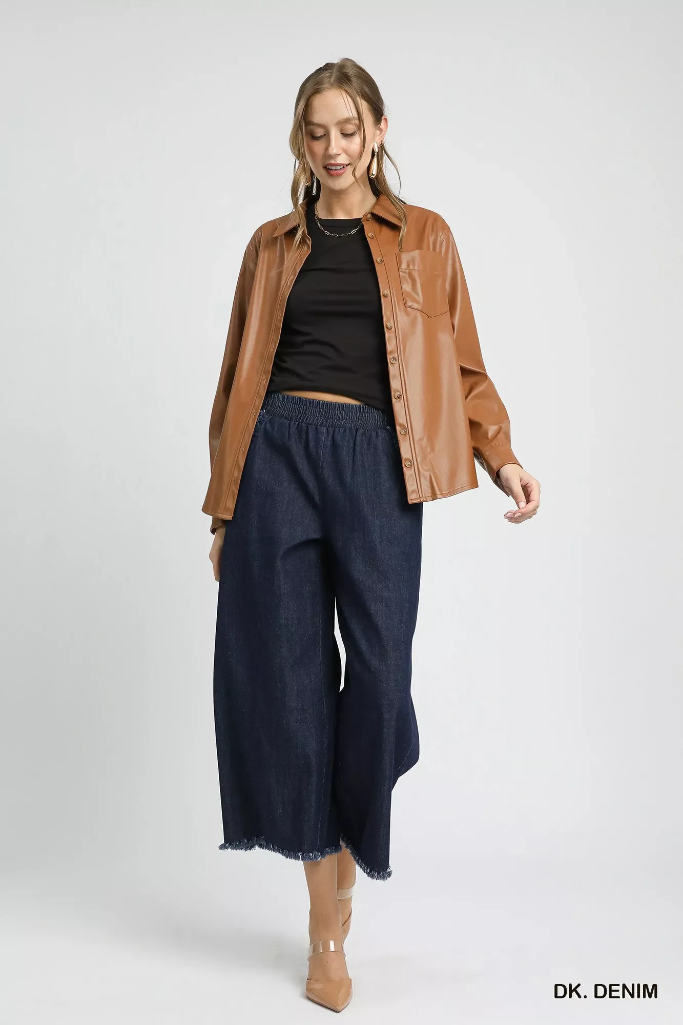 Umgee Washed Fringe Hem Wide Leg Jeans - Image 4