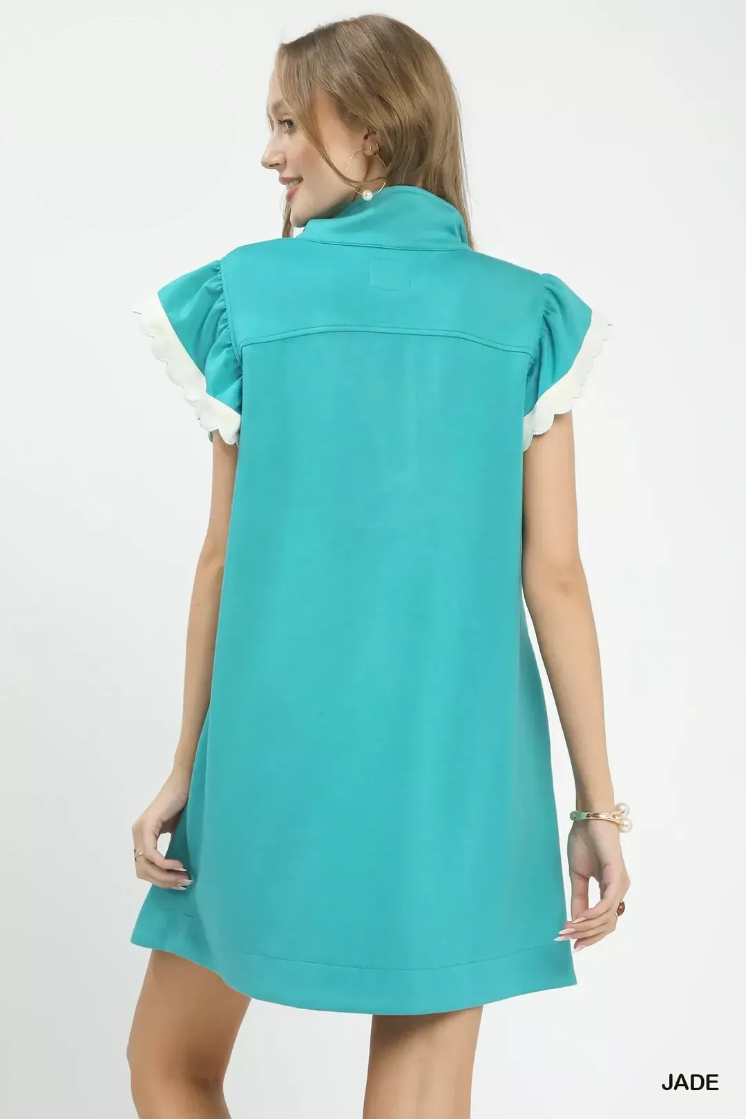 Umgee Zip-Neck Flutter Sleeve Dress - Image 3
