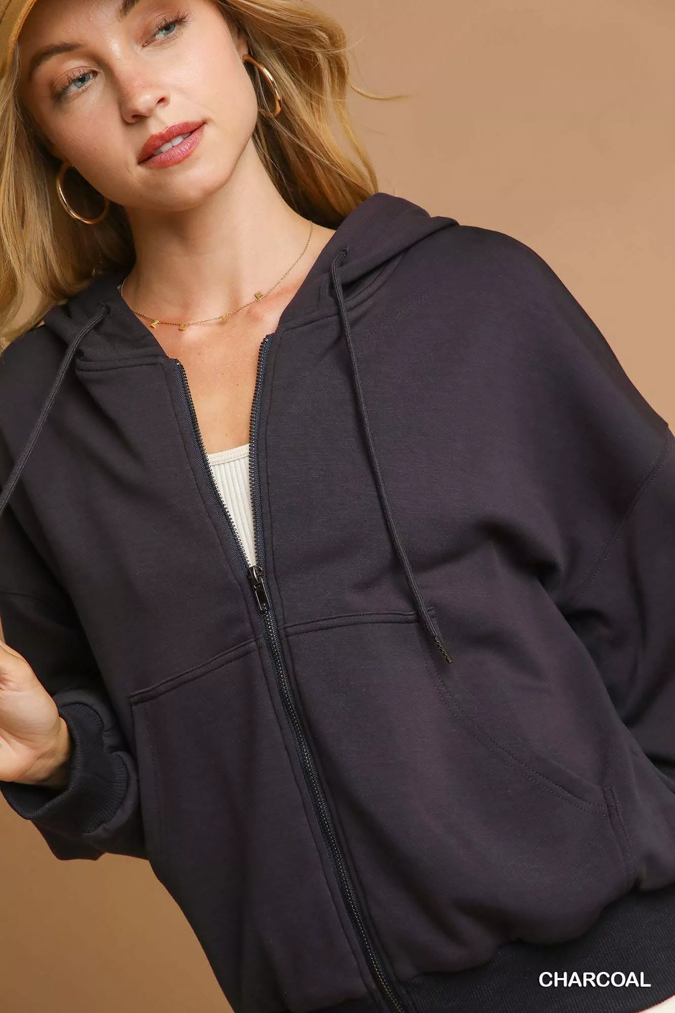 Umgee Zip-Up Fleece Hooded Jacket - Image 4