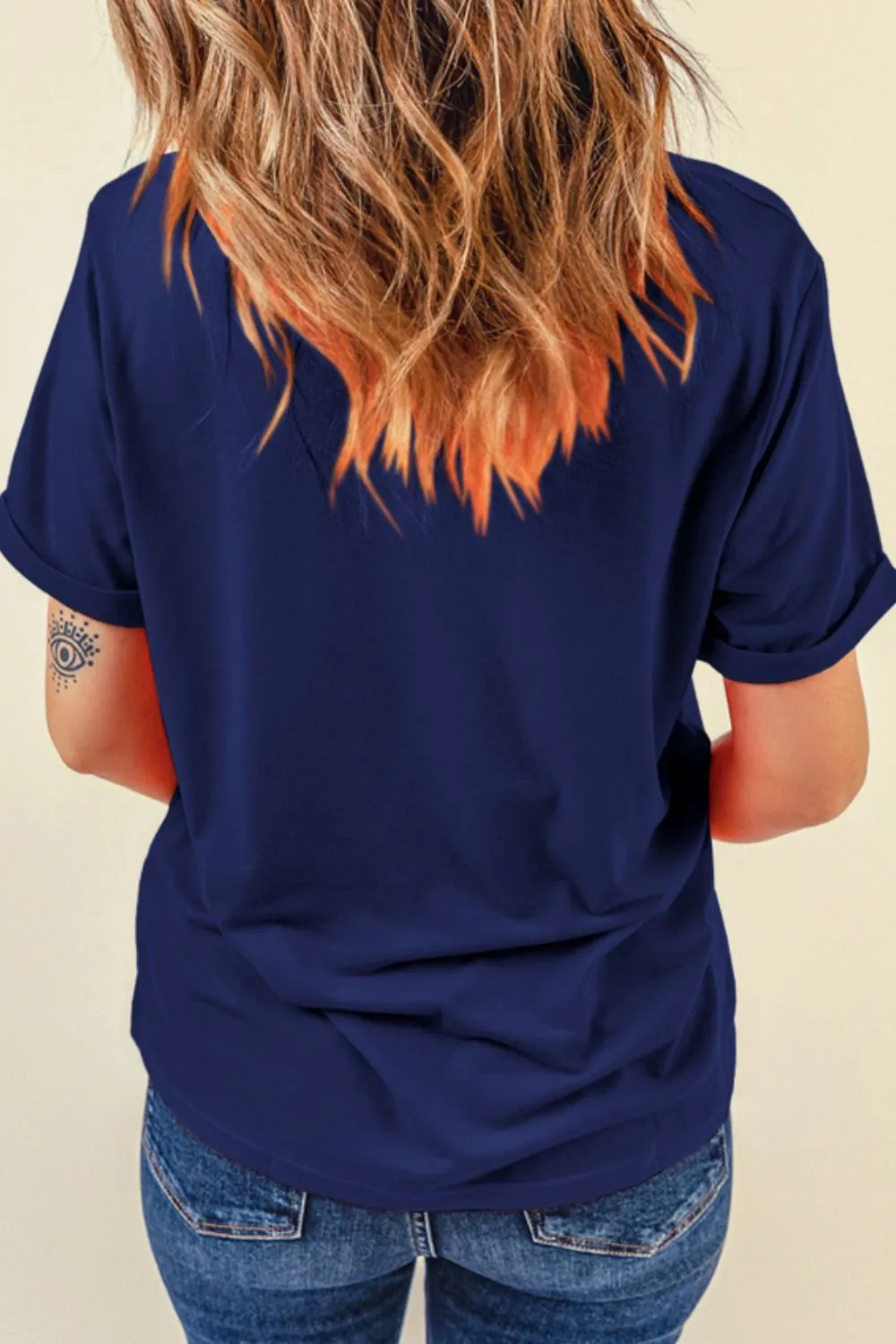 USA Letter Round Neck T-Shirt - Image 7