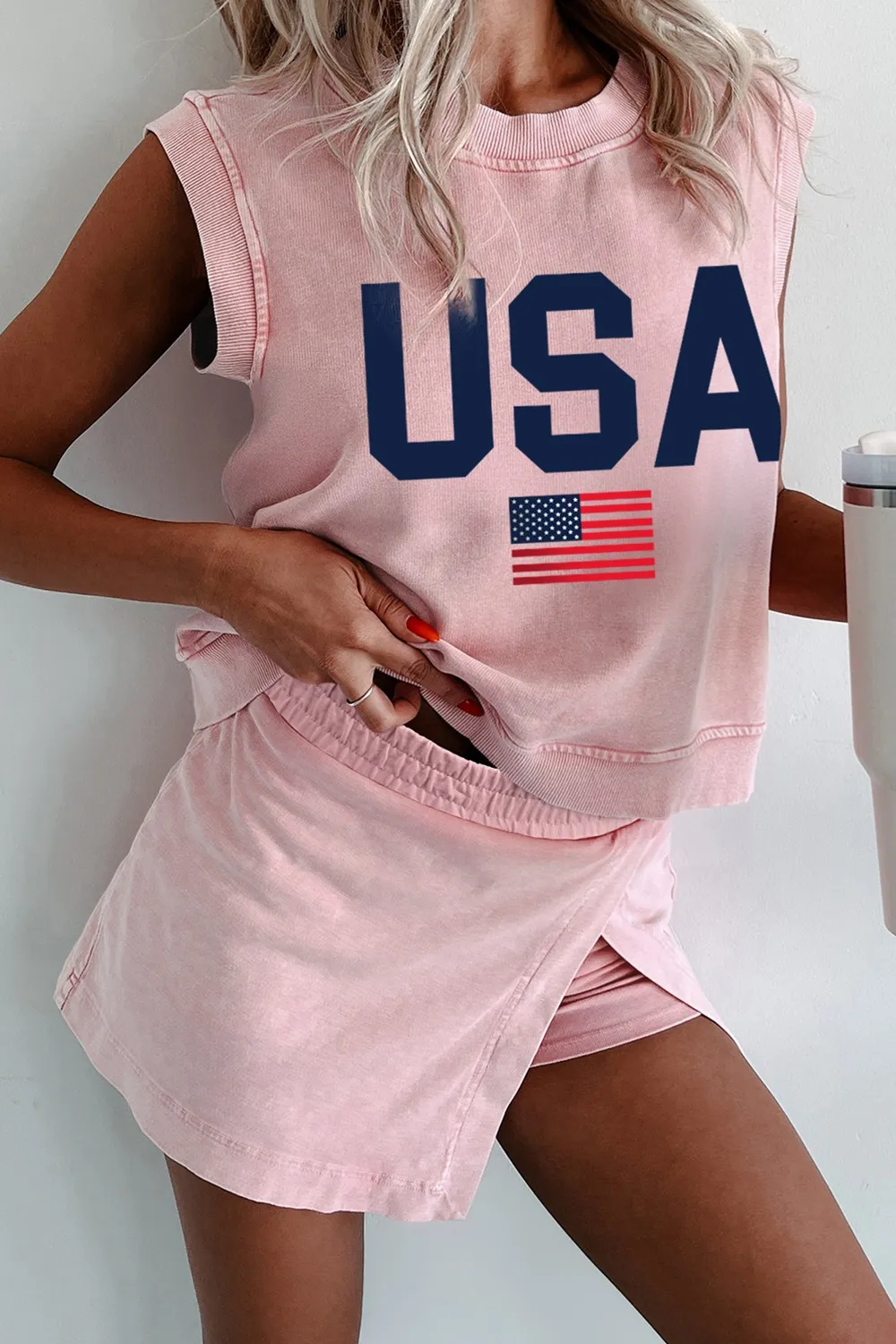 USA Round Neck Tank and Shorts Set - Image 2