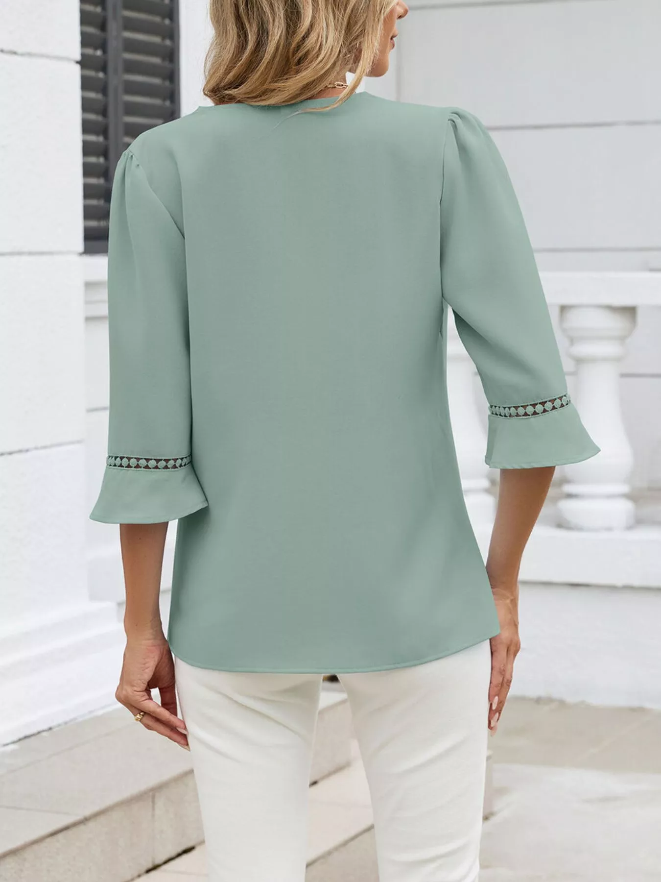 V-Neck 3/4 Sleeve Blouse - Image 27