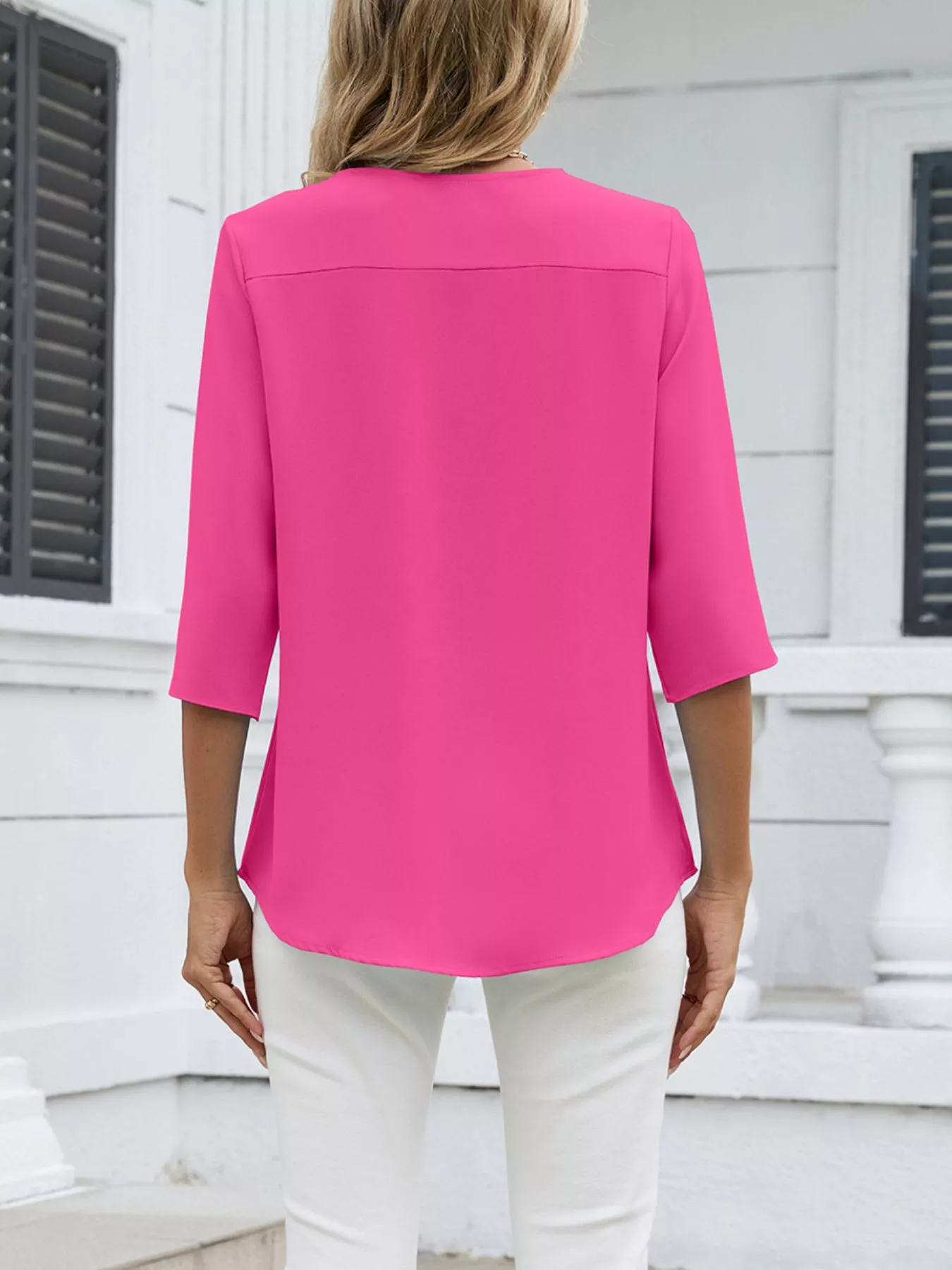 V-Neck 3/4 Sleeve Blouse - Image 20