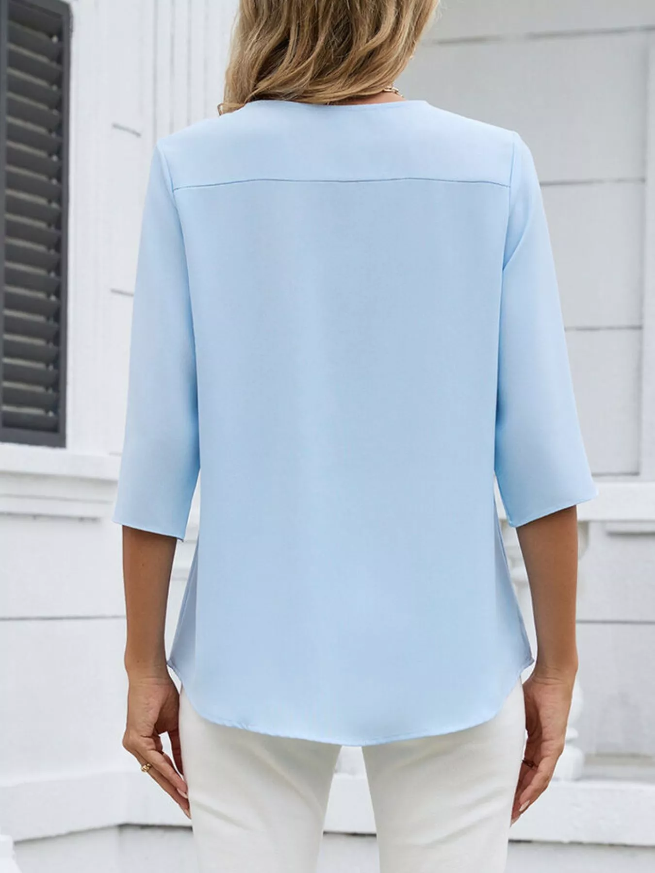 V-Neck 3/4 Sleeve Blouse - Image 4