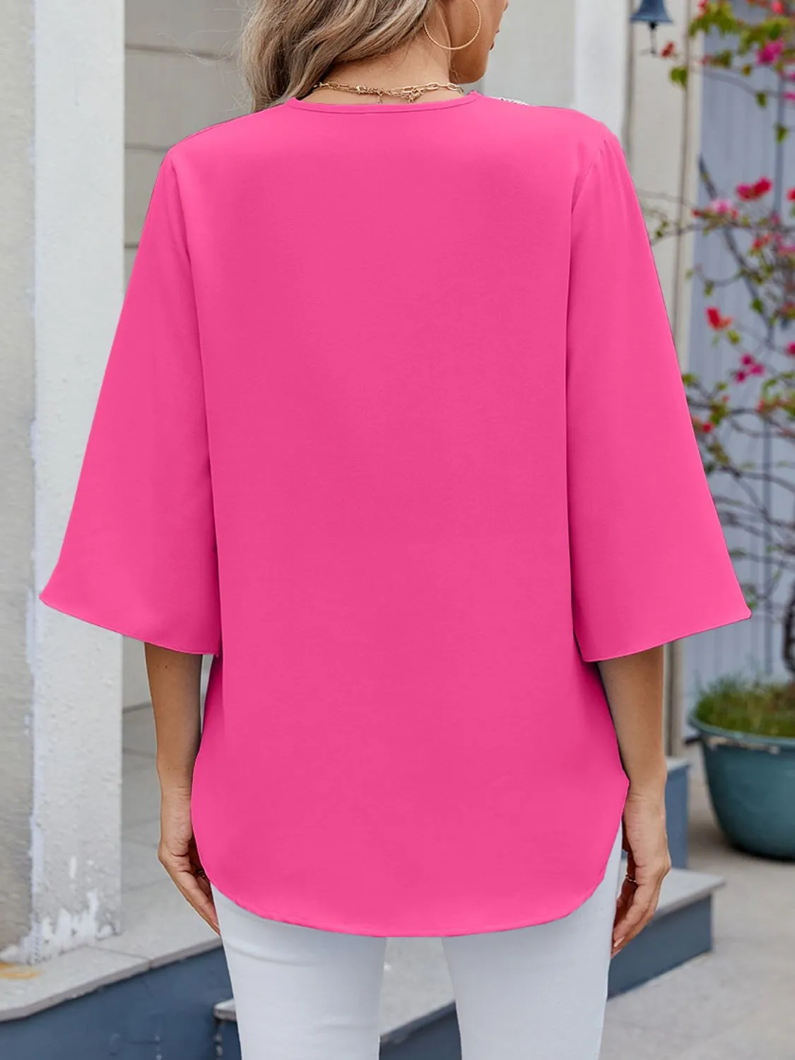 V-Neck 3/4 Sleeve Blouse - Image 26