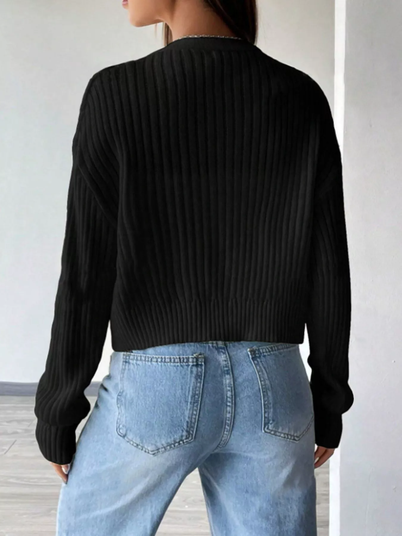 V-Neck Button-Up Cardigan - Image 7