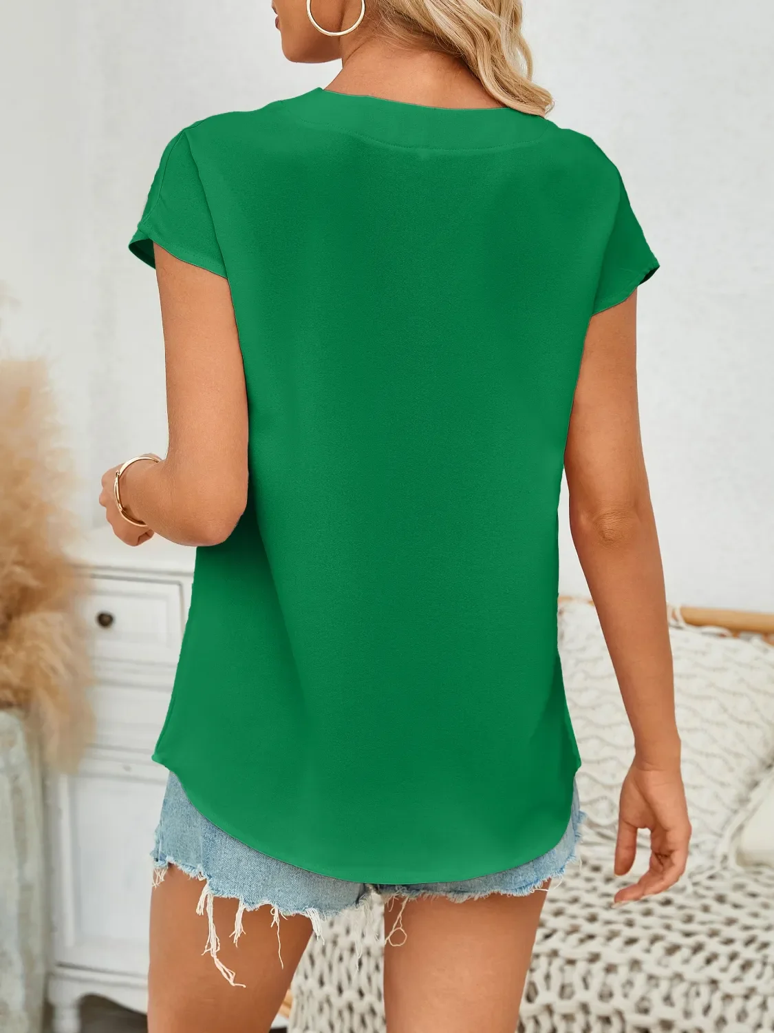 V-Neck Cap Sleeve Blouse - Image 14