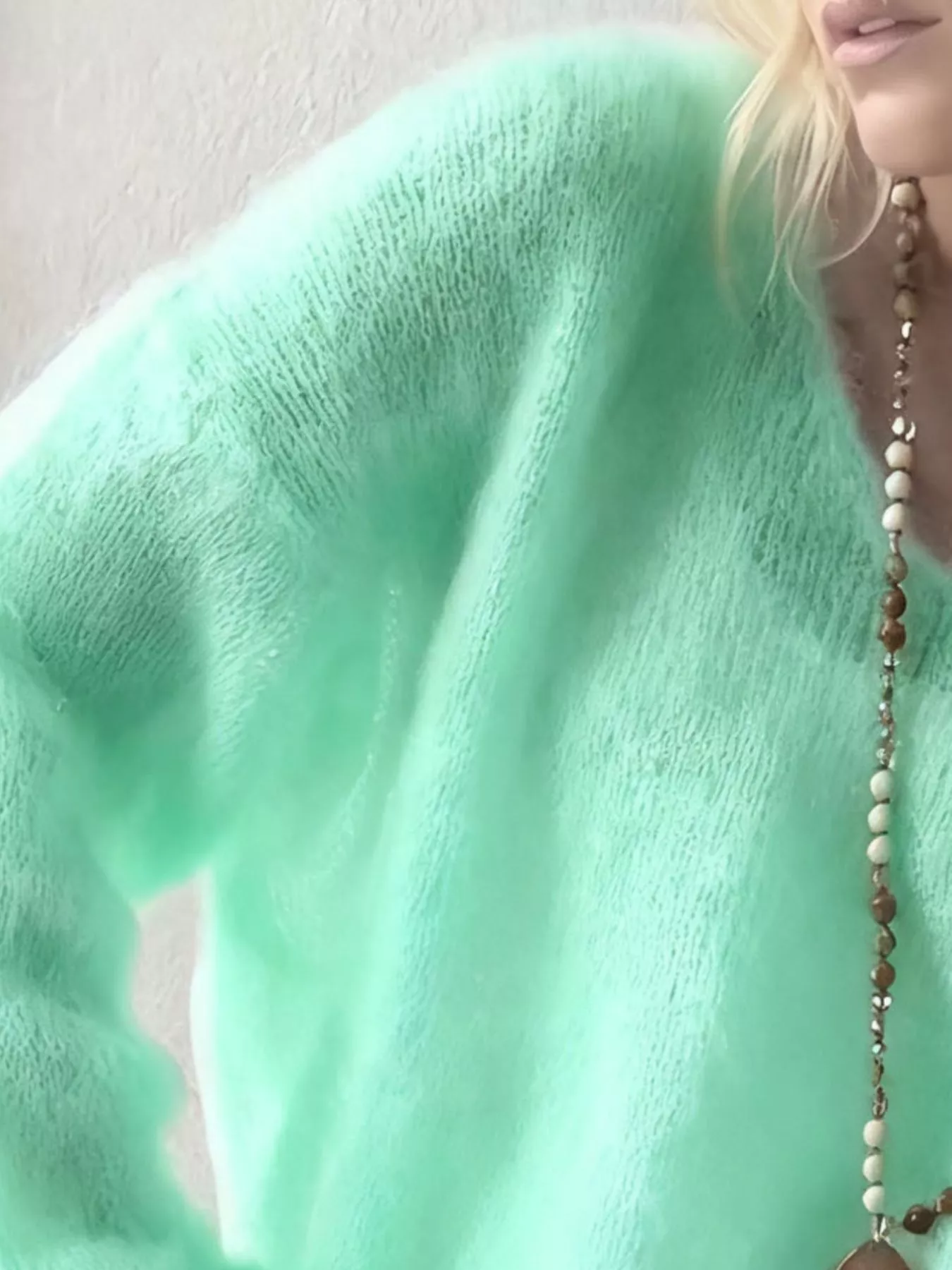 V-Neck Dropped Shoulder Sweater - Image 14