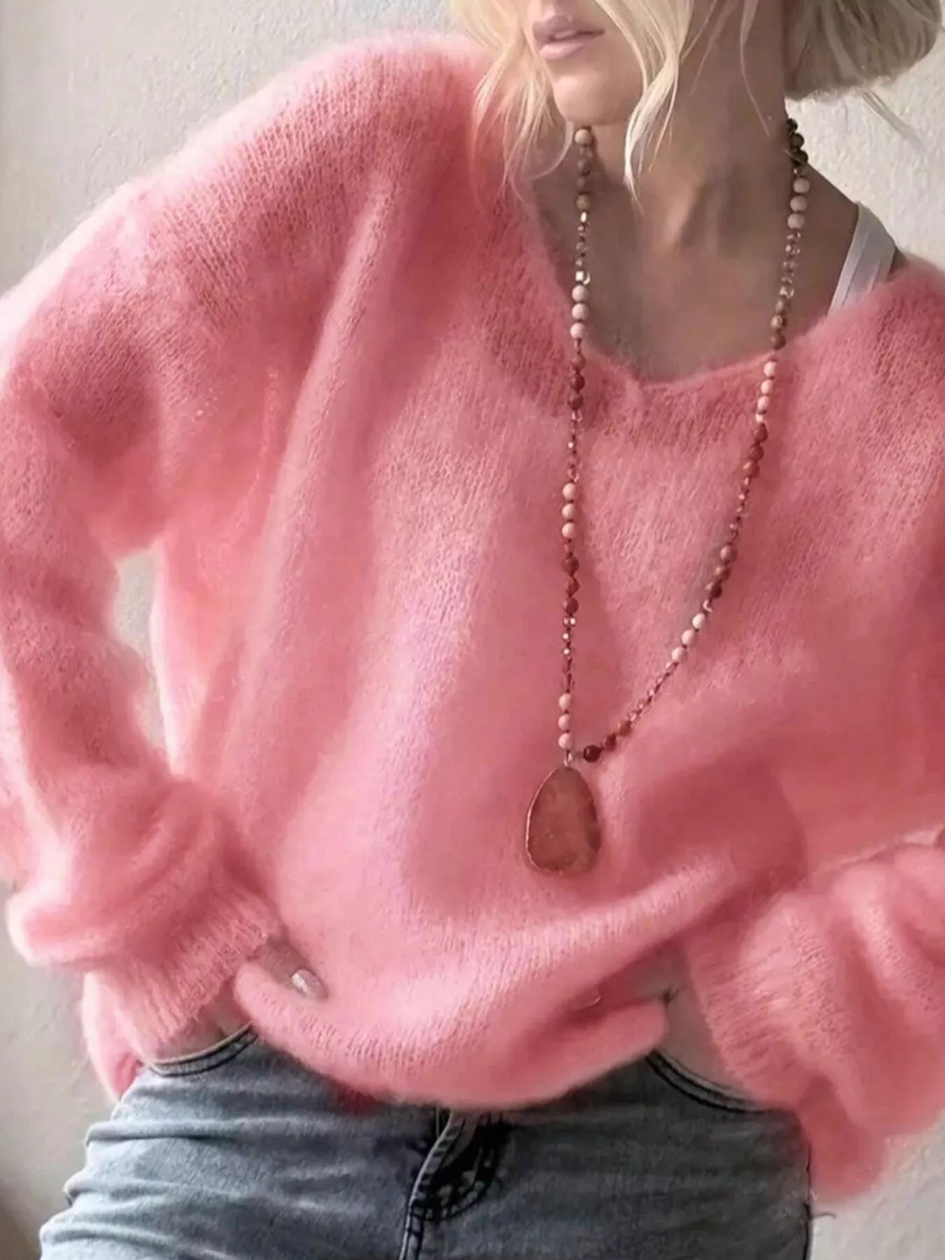V-Neck Dropped Shoulder Sweater - Image 4