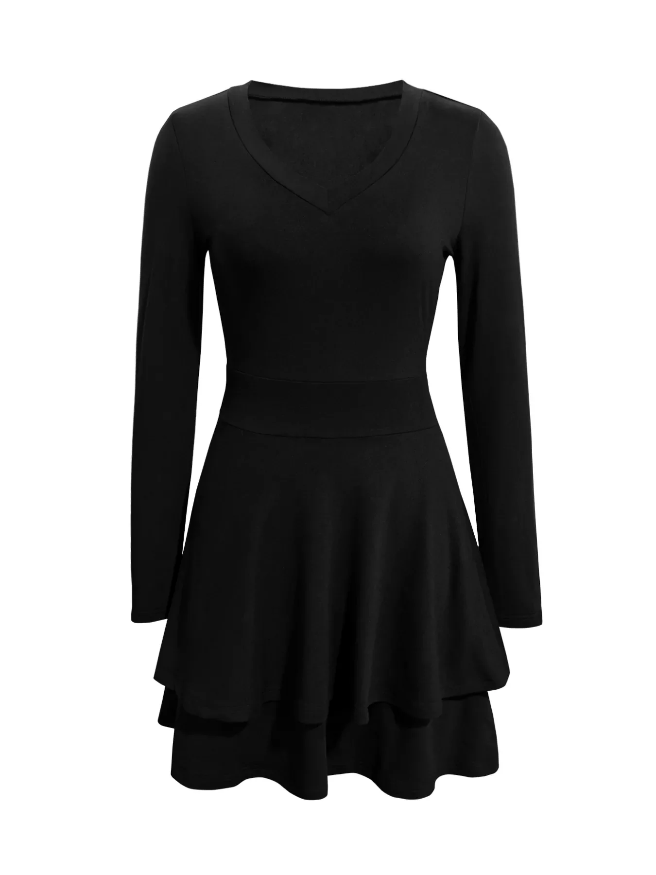 V-Neck Layered Ruffle Mini Dress - Image 31
