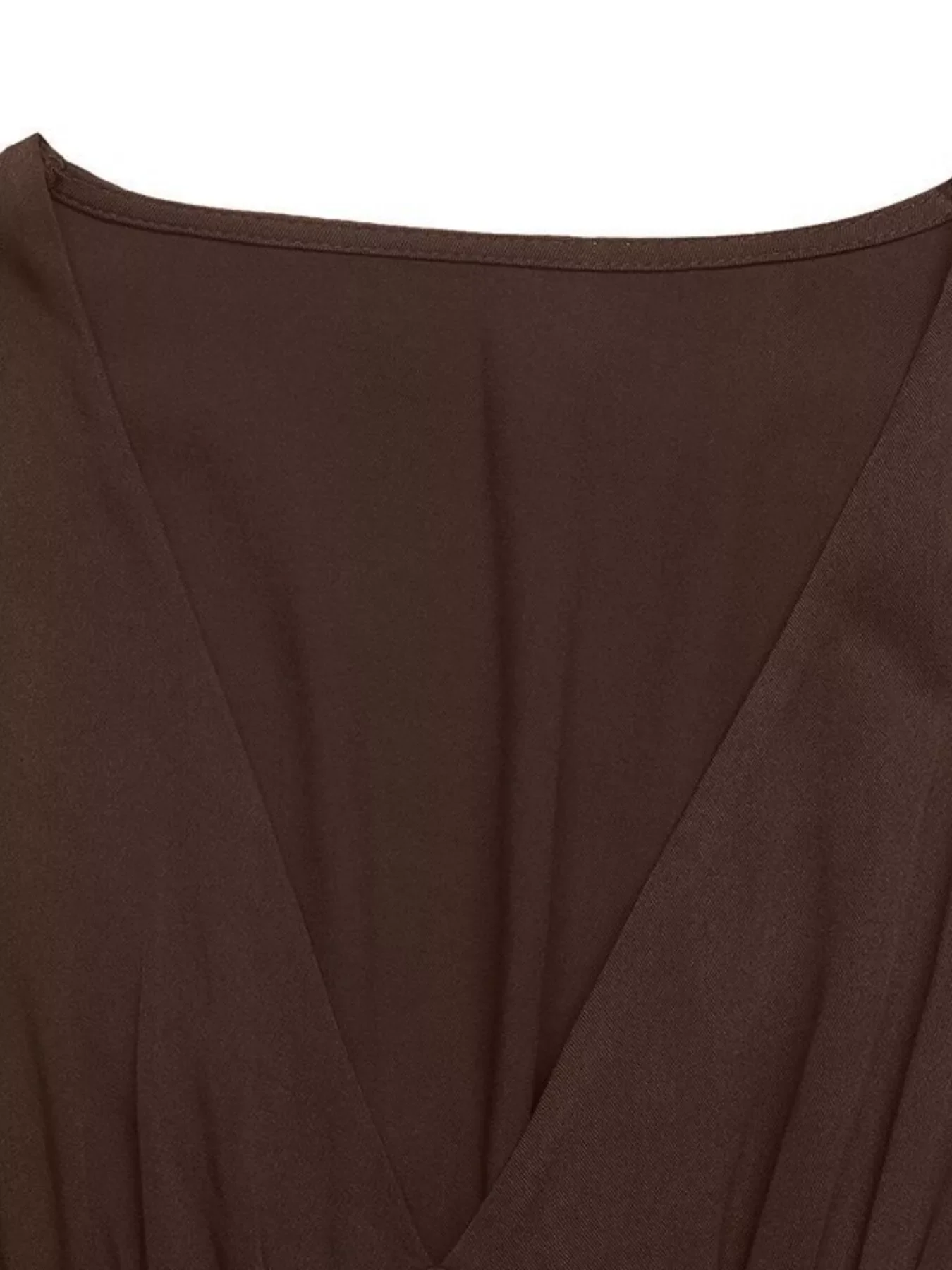 V-Neck Long Sleeve A-Line Midi Dress - Image 9