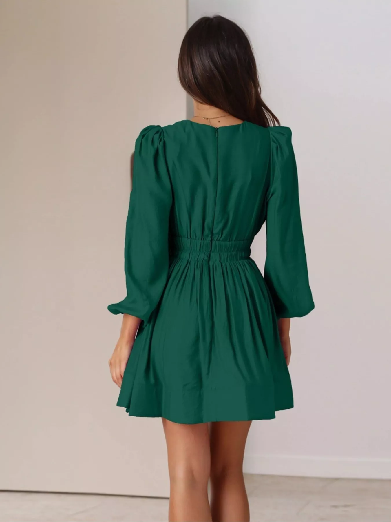 V-Neck Long Sleeve Mini Dress - Image 15