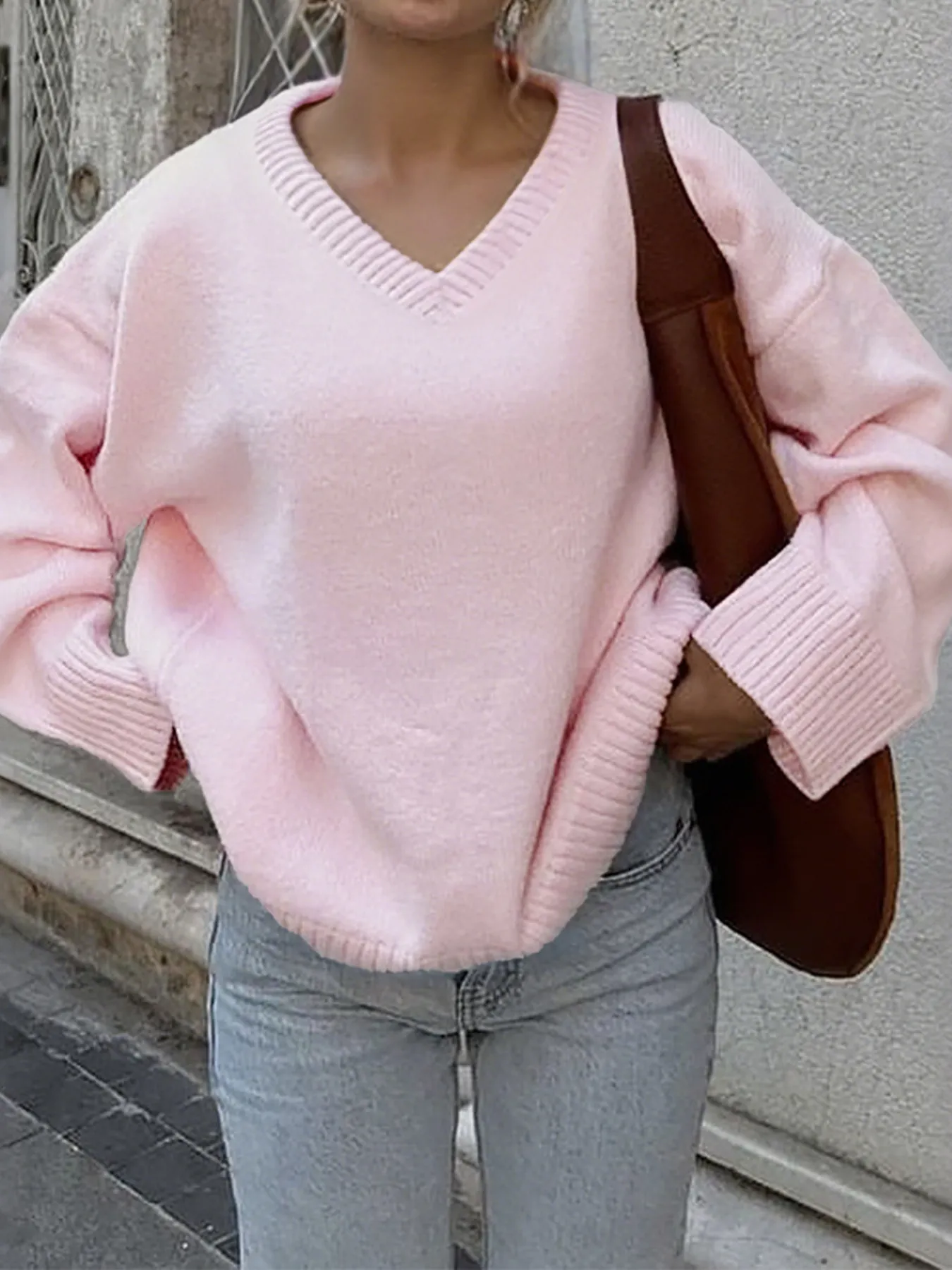 V-Neck Long Sleeve Sweater - Image 6